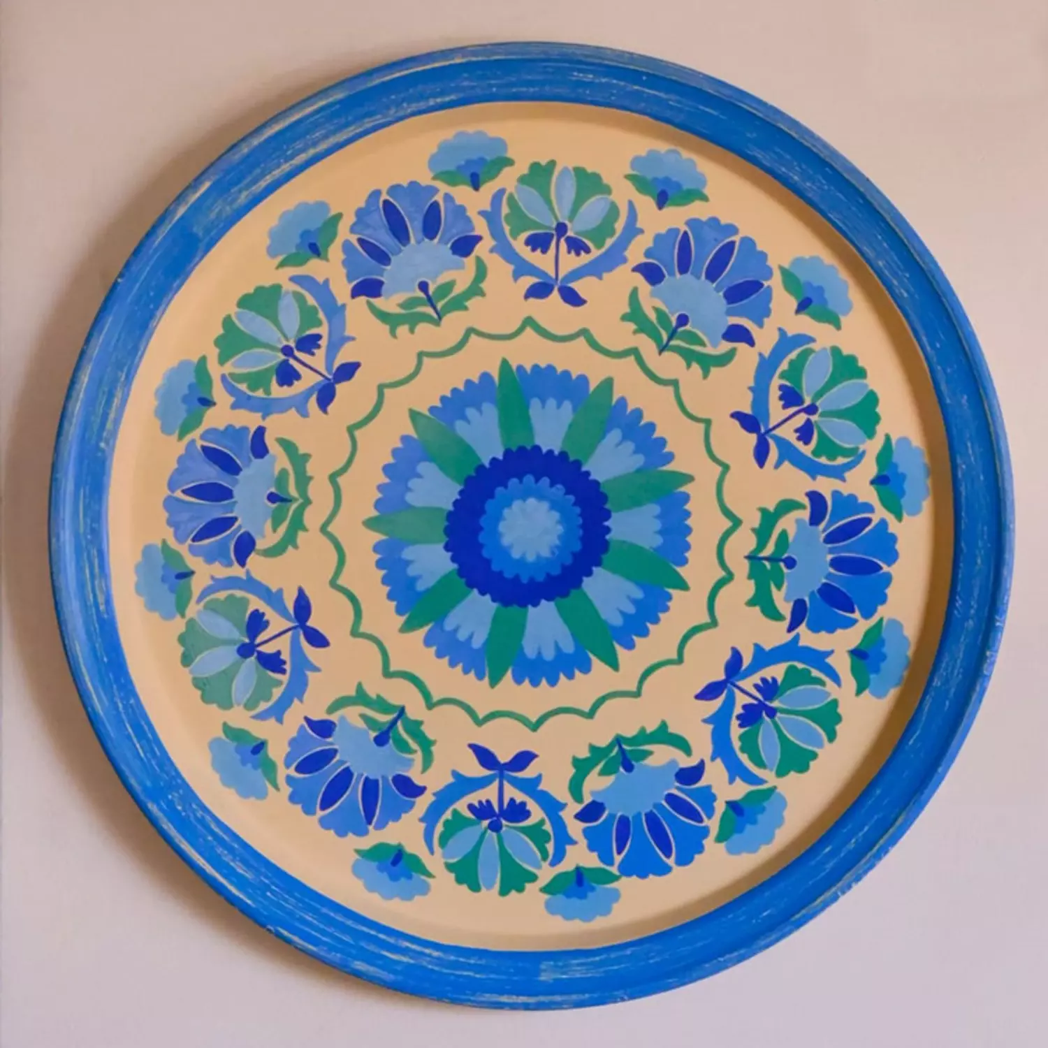 Tray metal large - Flower blue image