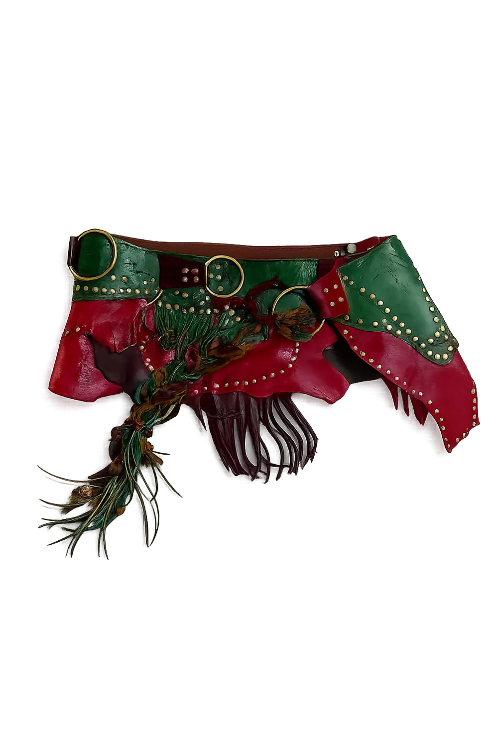 Green& burgundy Genuine Leather Statement Bel 2