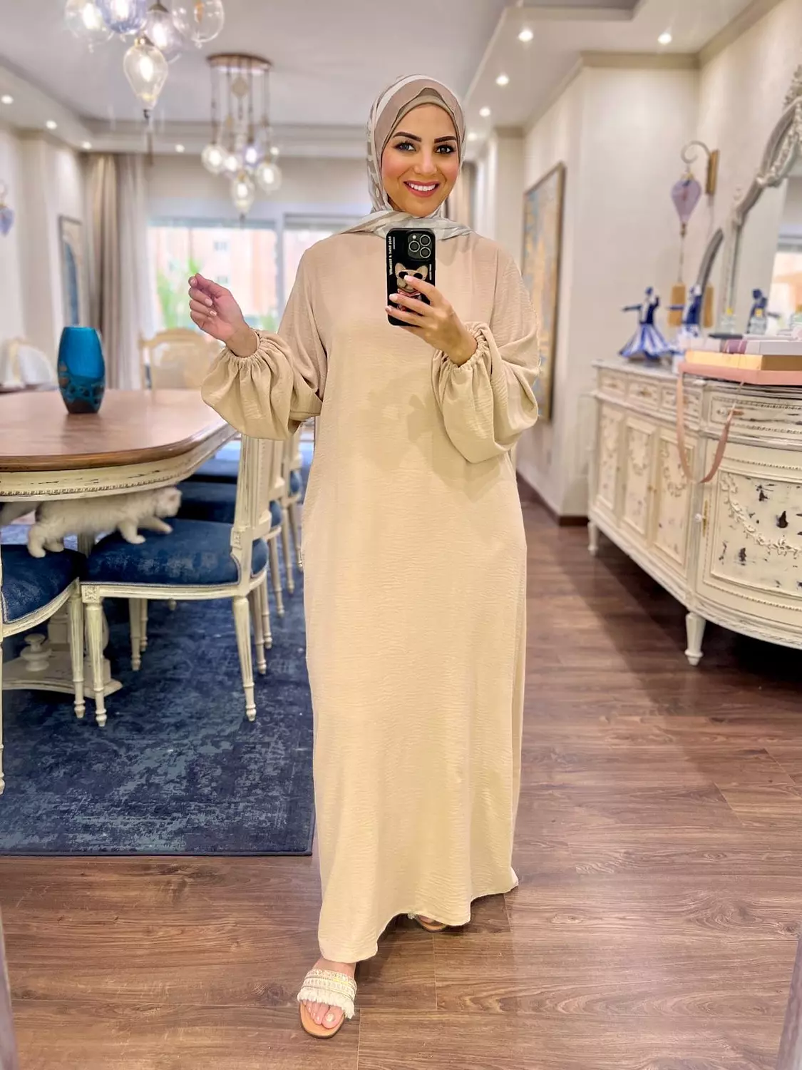  فستان بيزك كم طويل - بيچ 