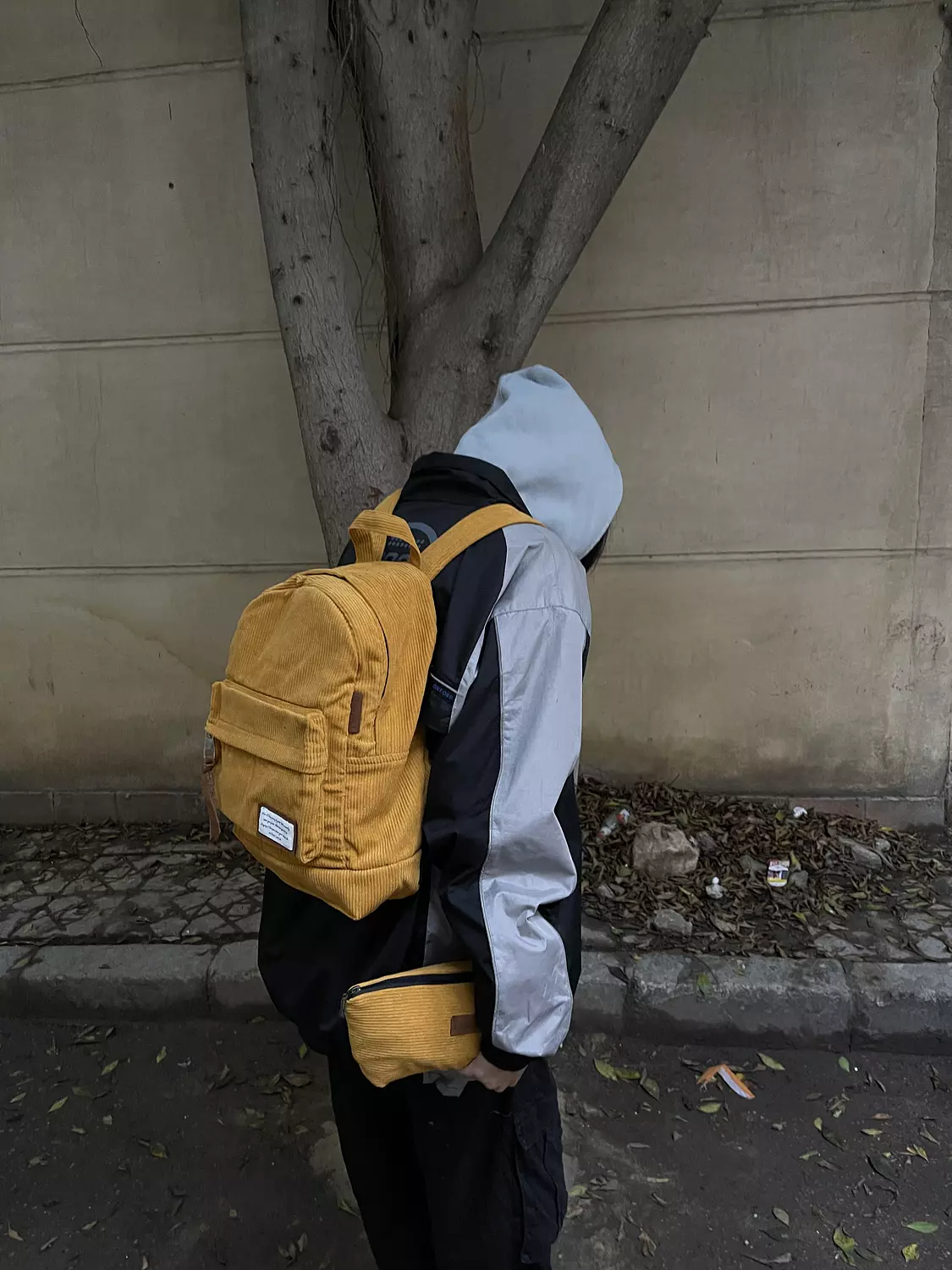 Velvet back bag - Mustard image