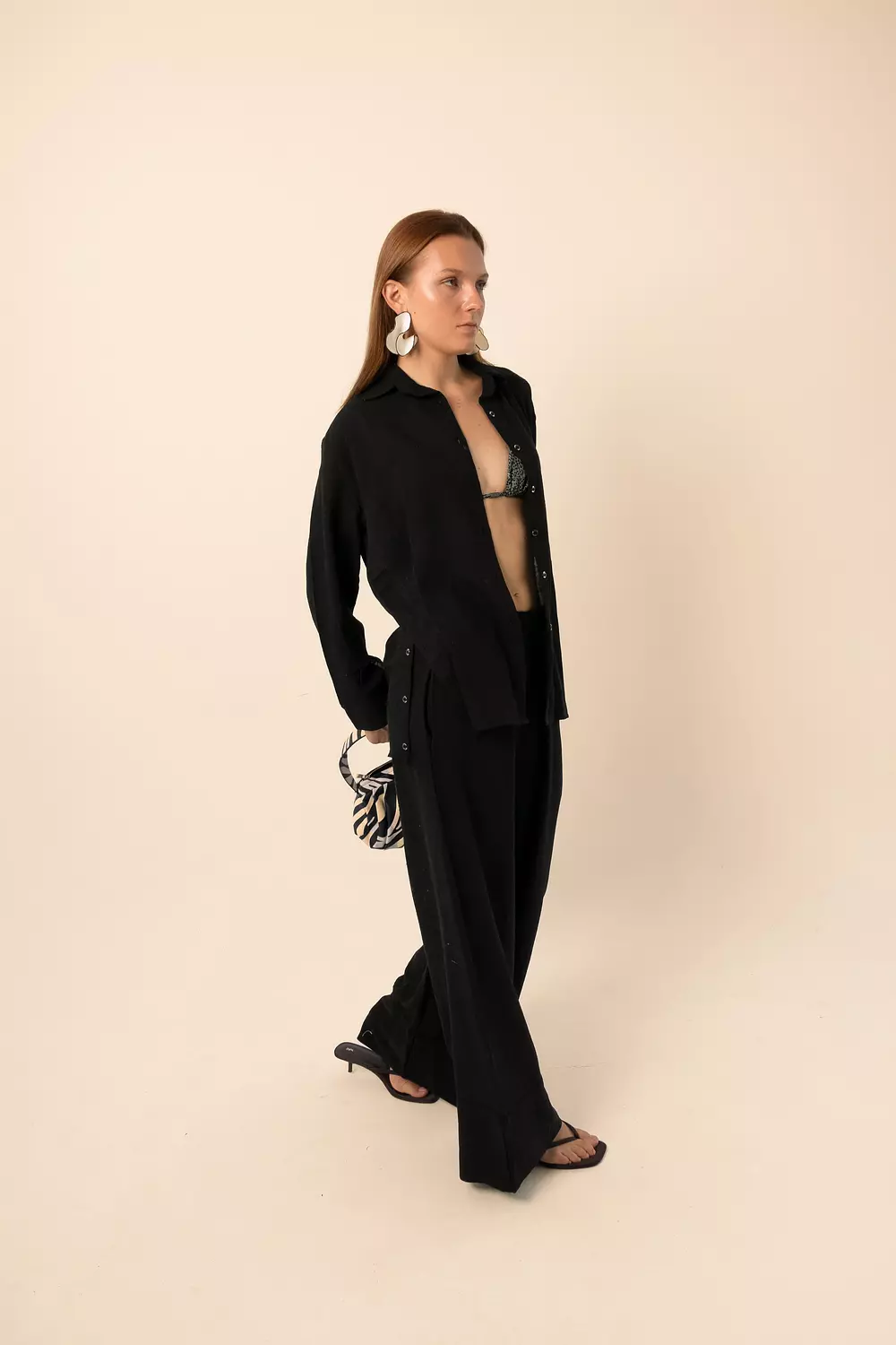 Wide-Leg Pants - Black  hover image