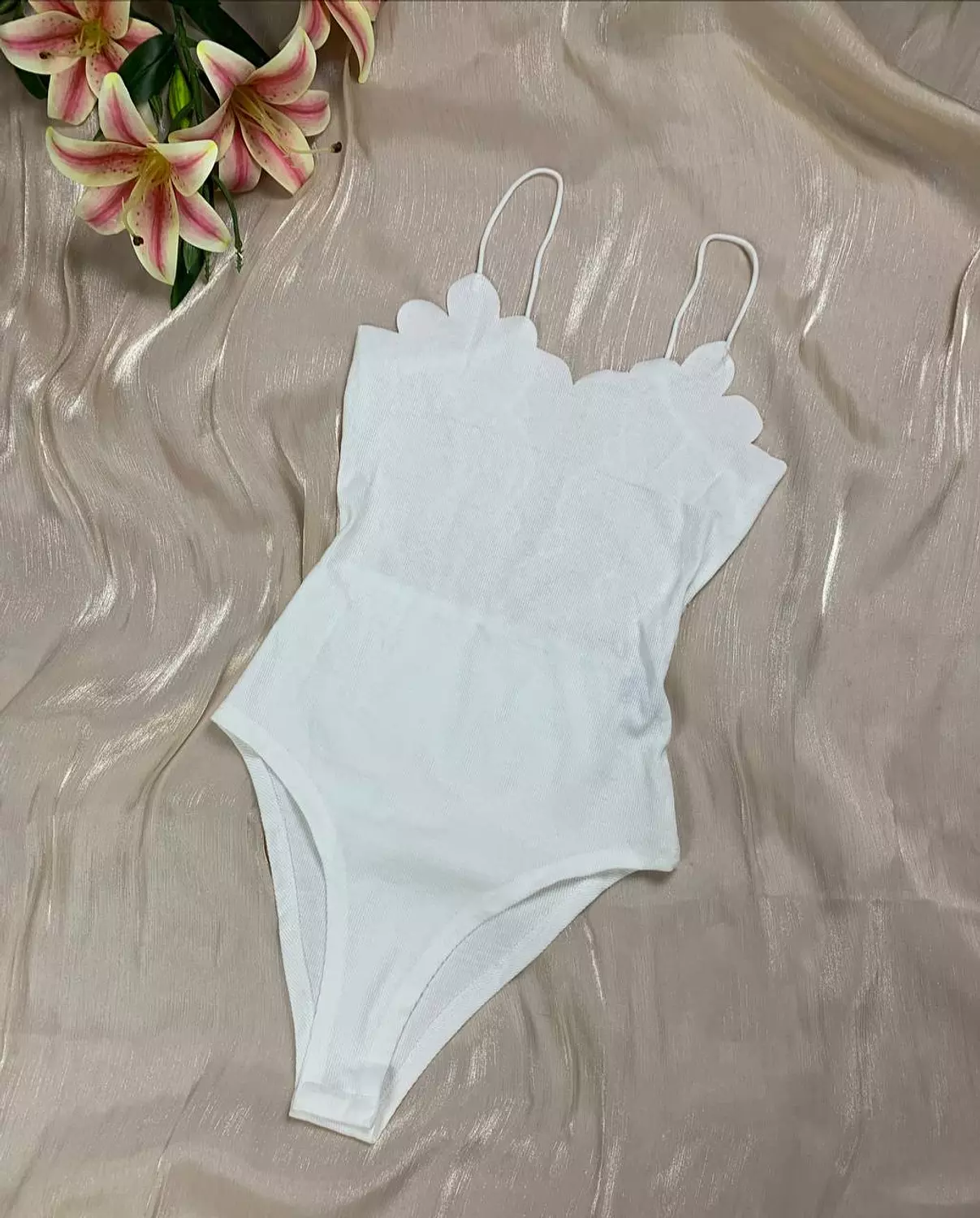 Cute  cotton body suit with back lace from Shein   Xs/s/m image