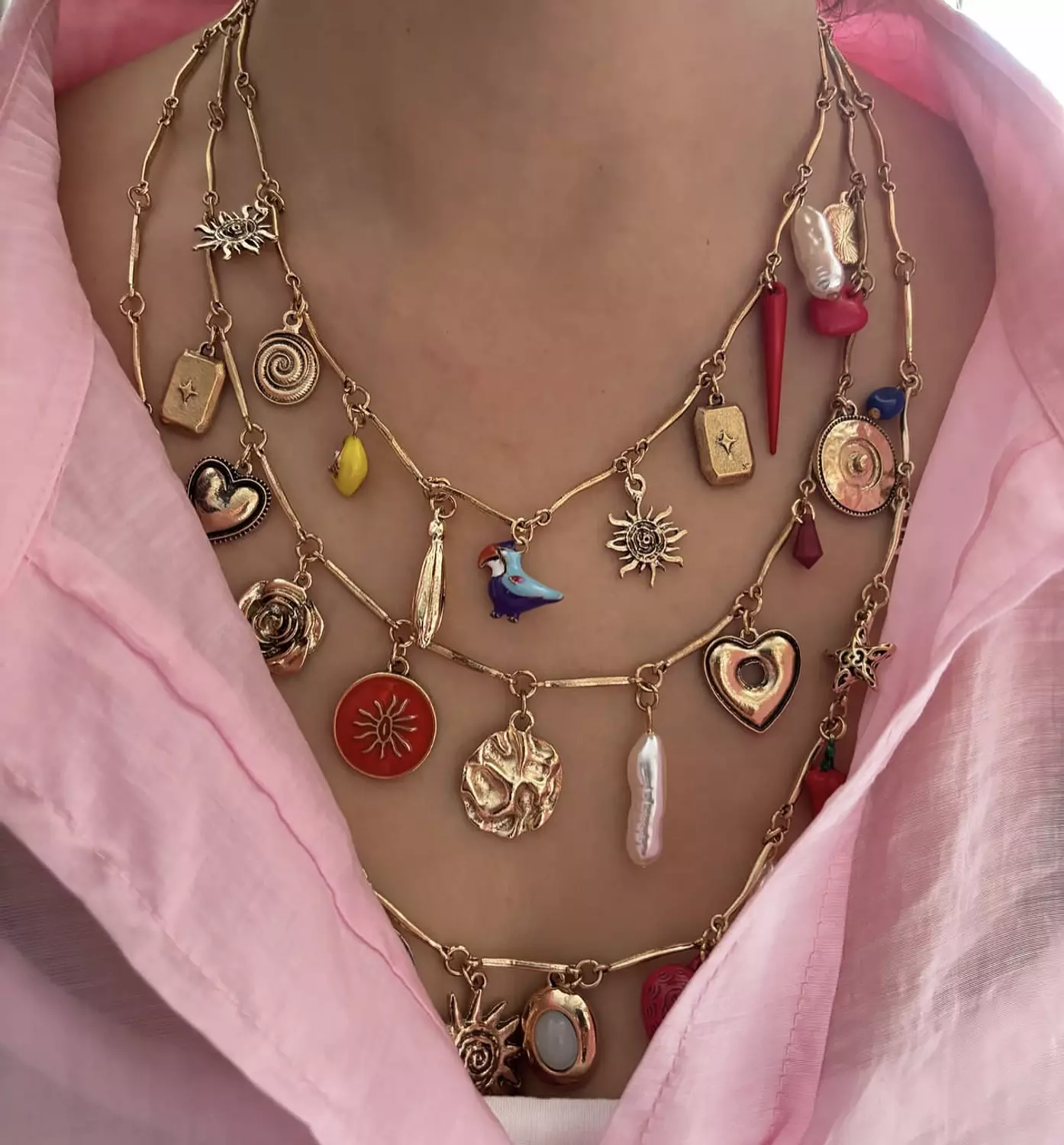 Triple Stack Charm Necklace 