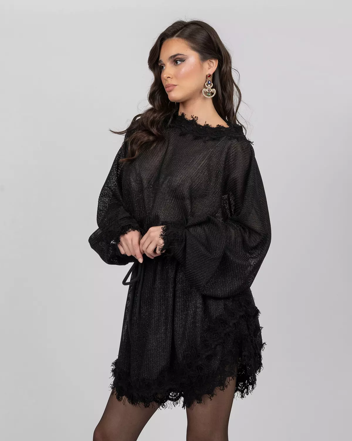 Oversized Top & Loose-Fit Shorts Set - Shimmery Tricot image