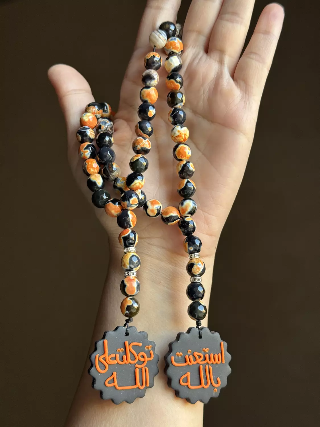 Agate Black Orange Rosary Car Hanger ( Stock ) image