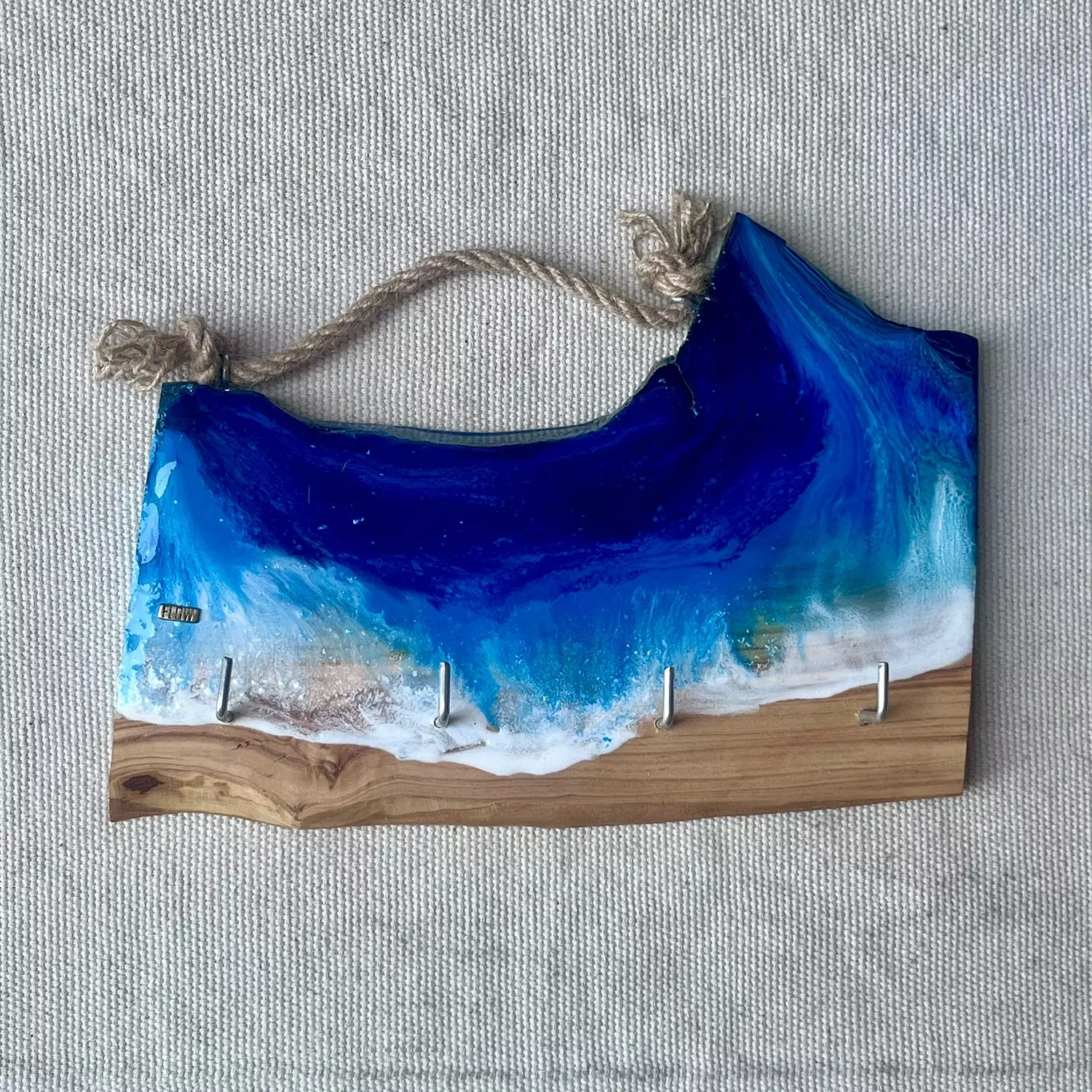 Navy blue/Turquoise Live Edge Key Holder image