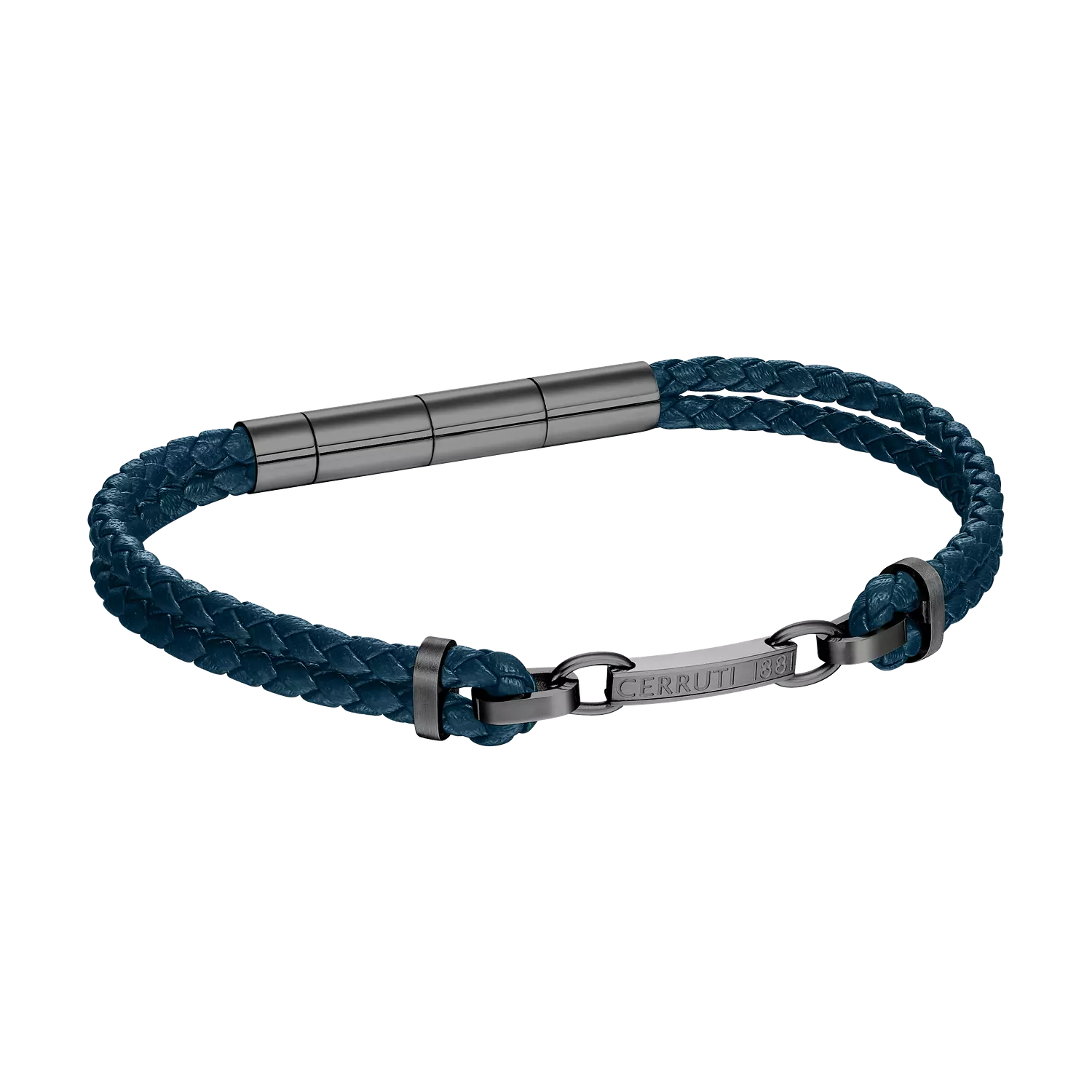 Cerruti 1881 Men's Sandro IP Plated Blue Textured Bracelet Leather CIAGB0014302 image