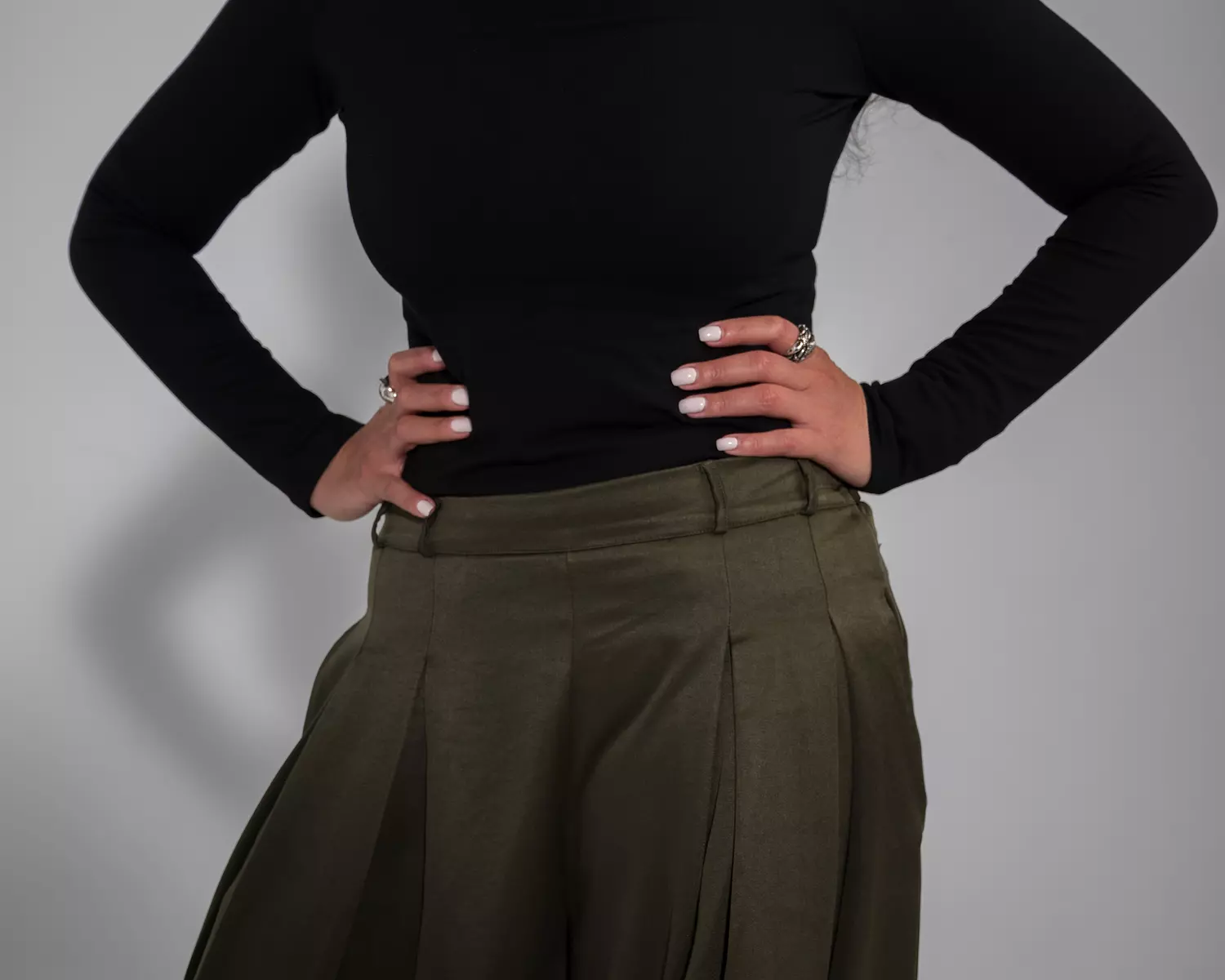 Fluid Palazzo Pants Olive 2