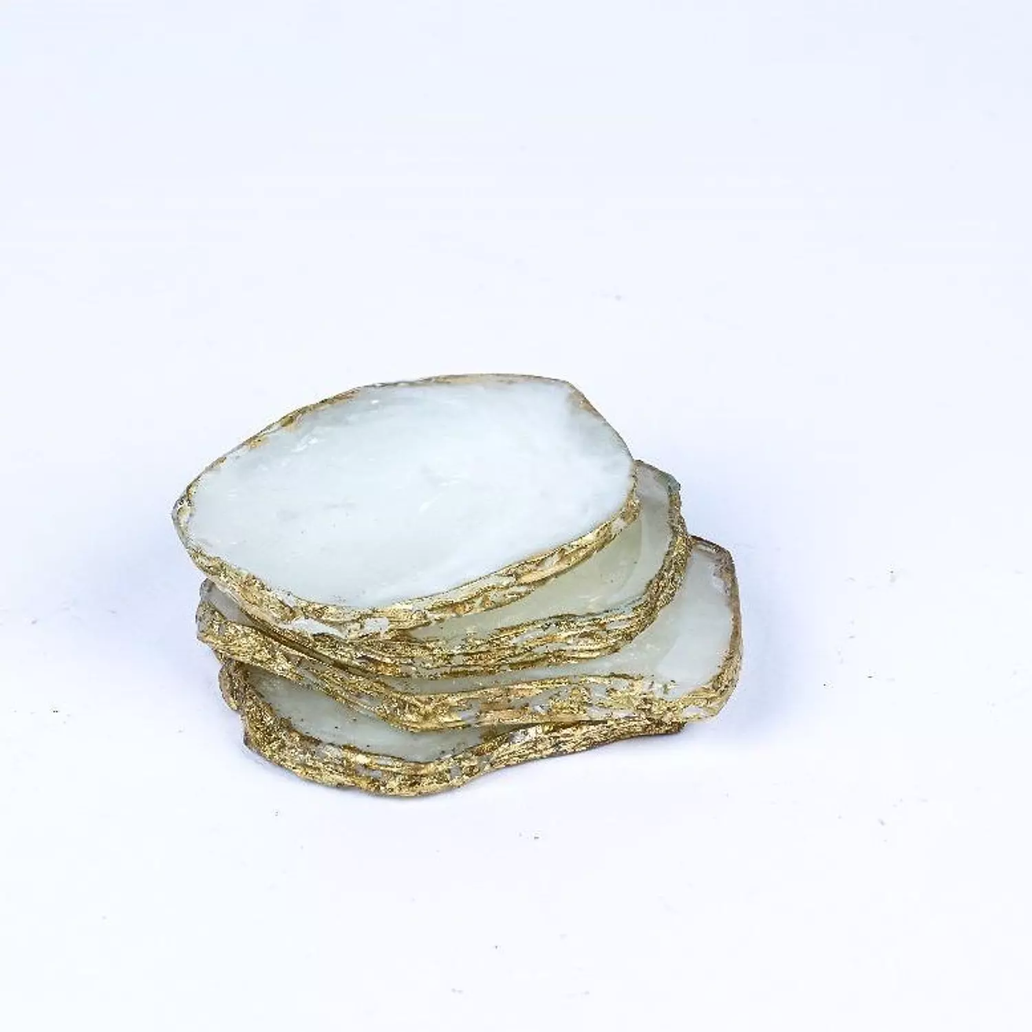 White/Gold agate coasters  image