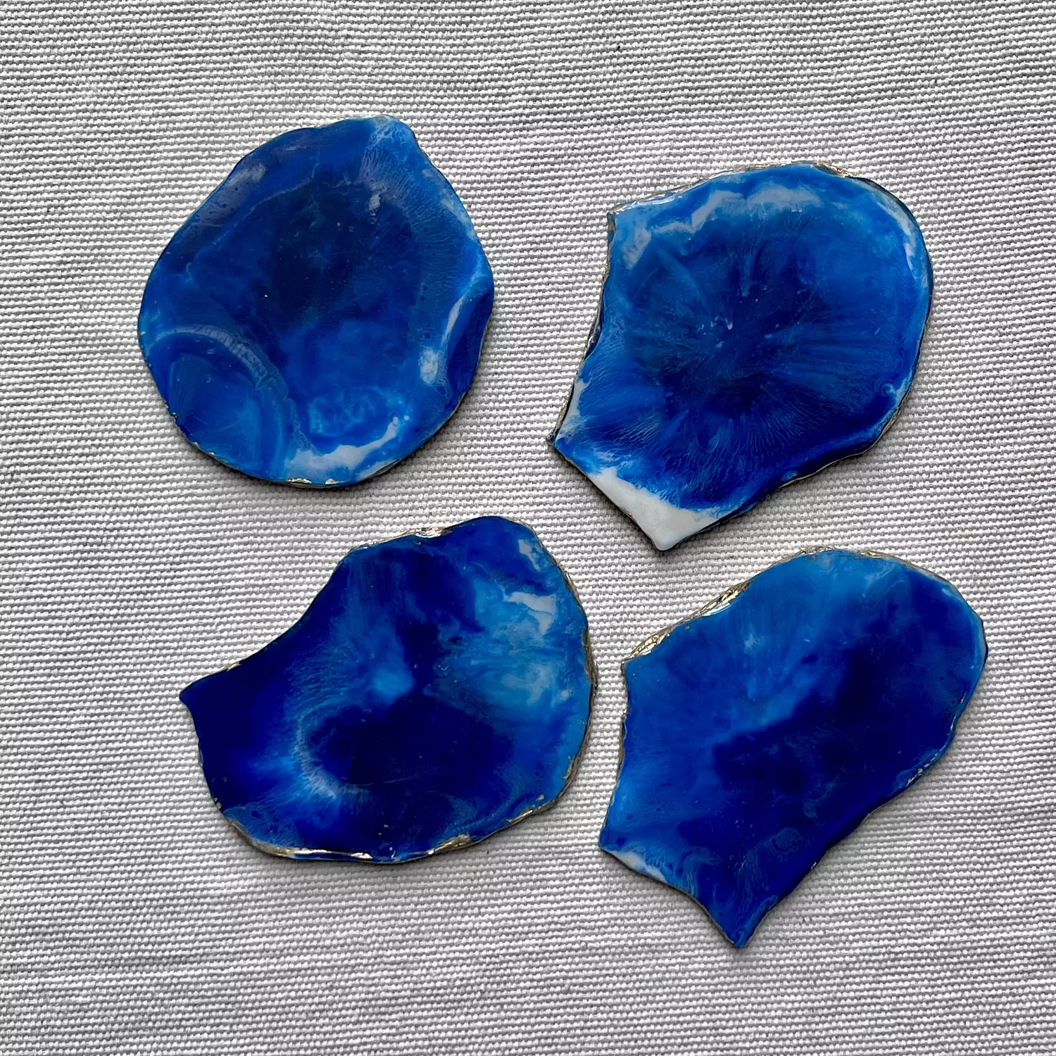 Blue Agate Coasters With Gold Edges hover image