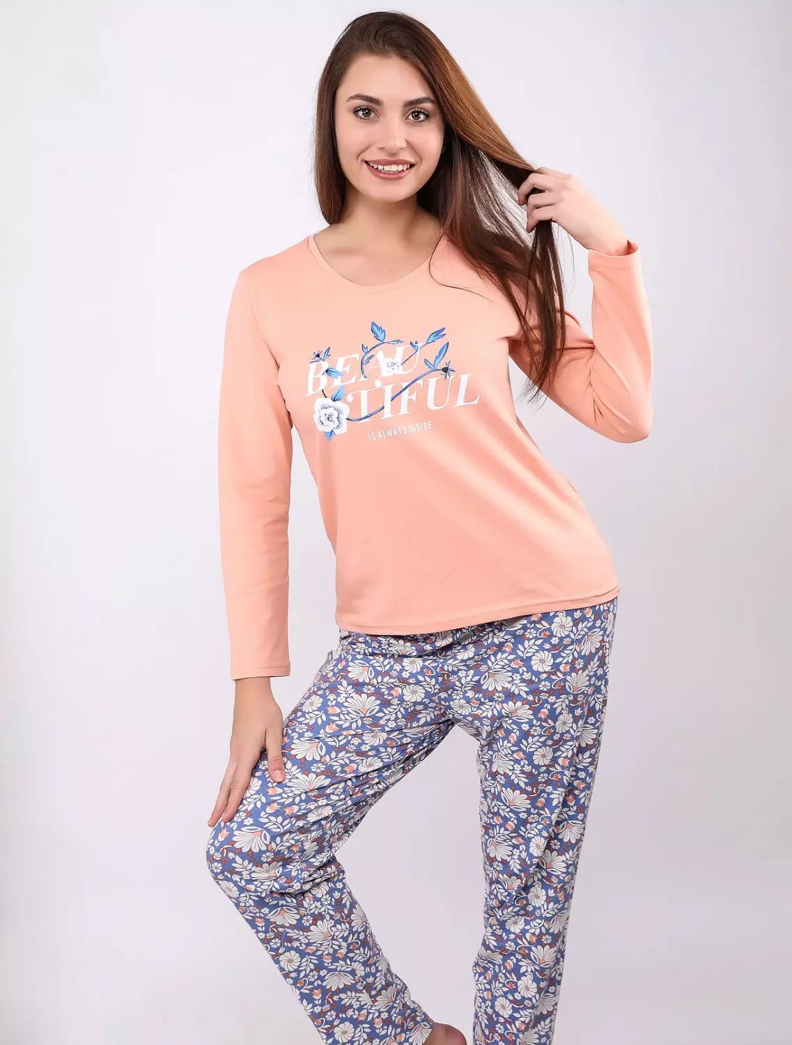 S104 Lotus Flower long sleeves pajama set 3