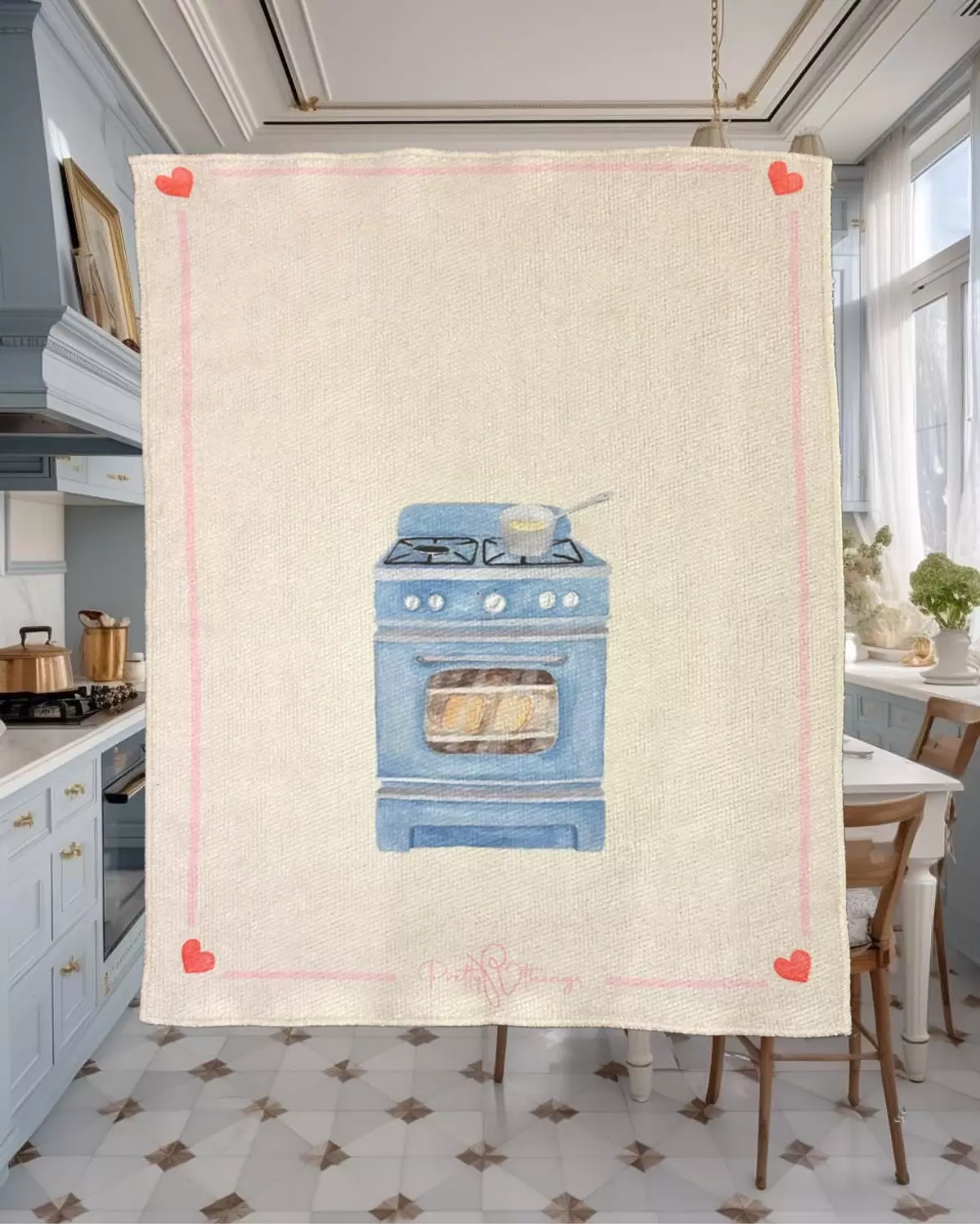 pretty blue kitchen towels set 1