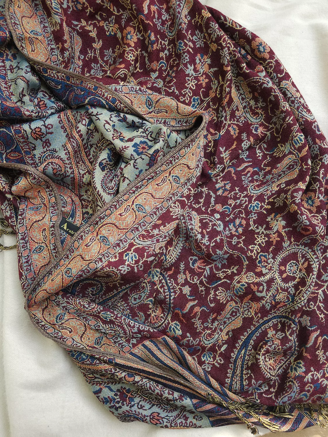 burgundy/green Pashmina  3
