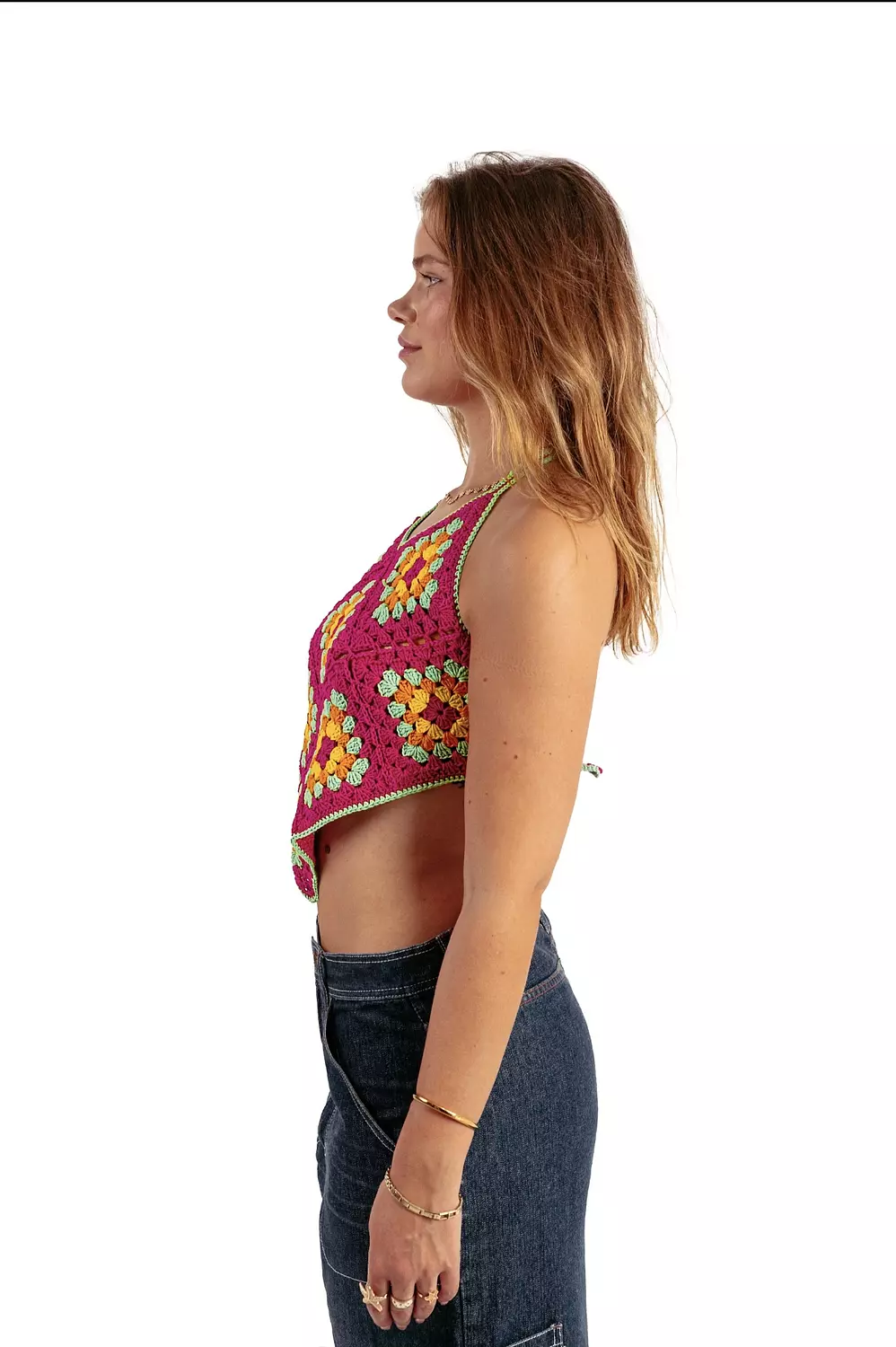Backless Granny crochet top in pink  2