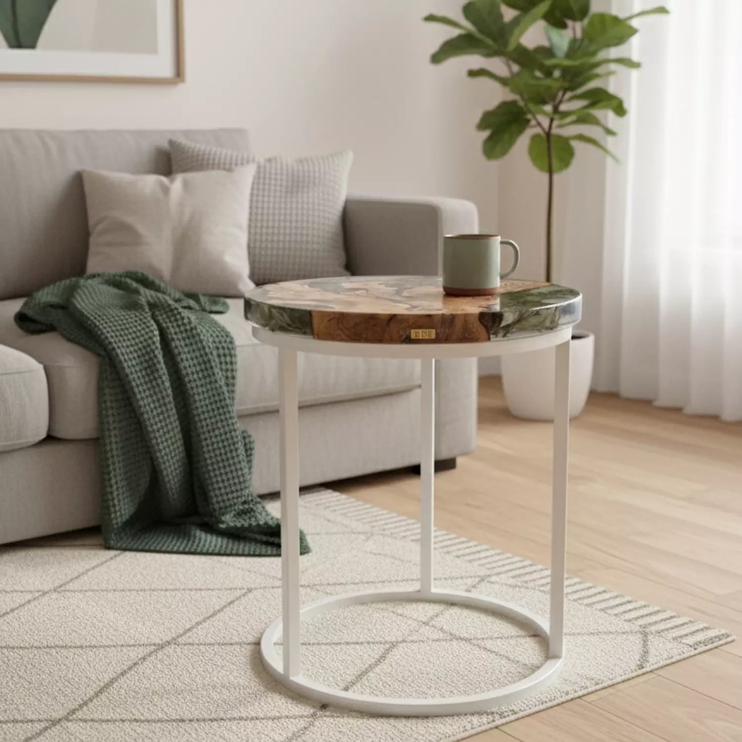 Botanical Olive wood Side Table 2