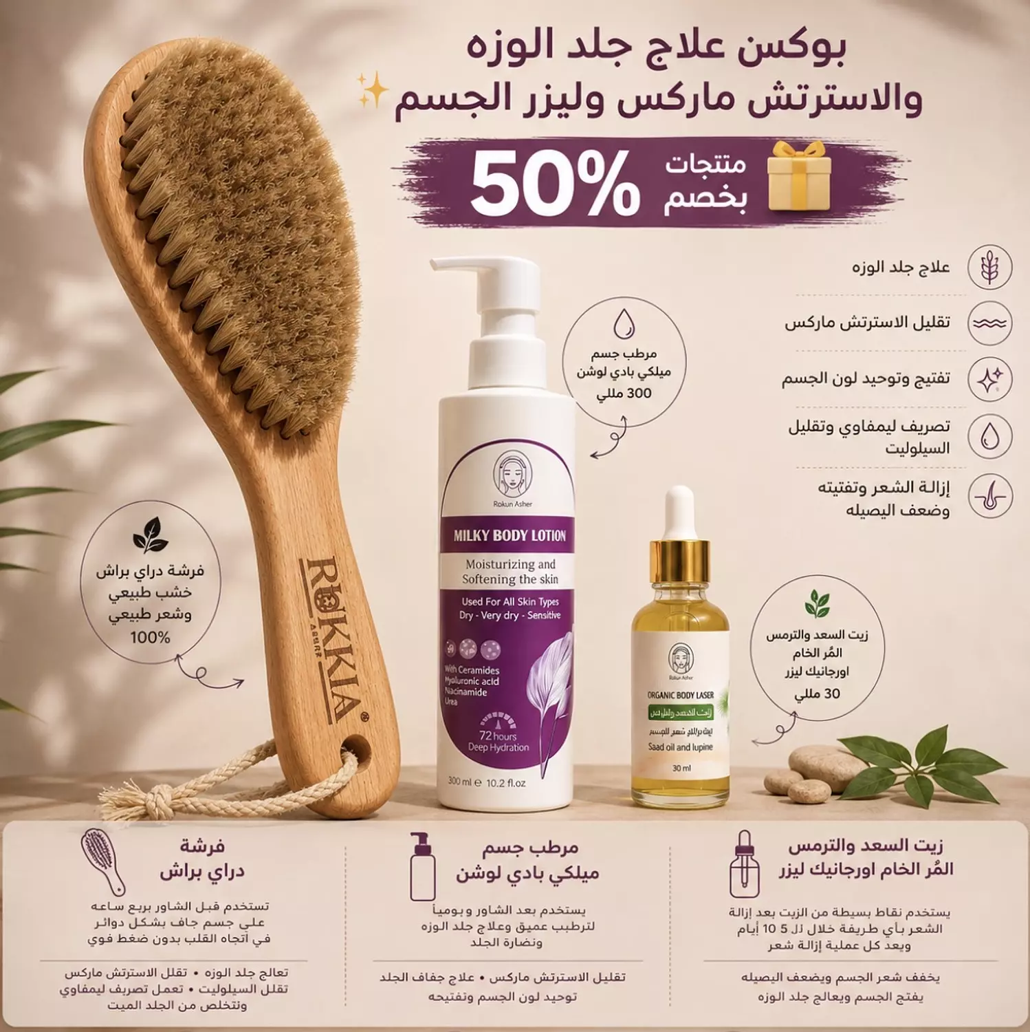 بوكس علاج جلد الوزه والاسترتش ماركس وليزر الجسم بخصم 50%🎁 3 منتجات