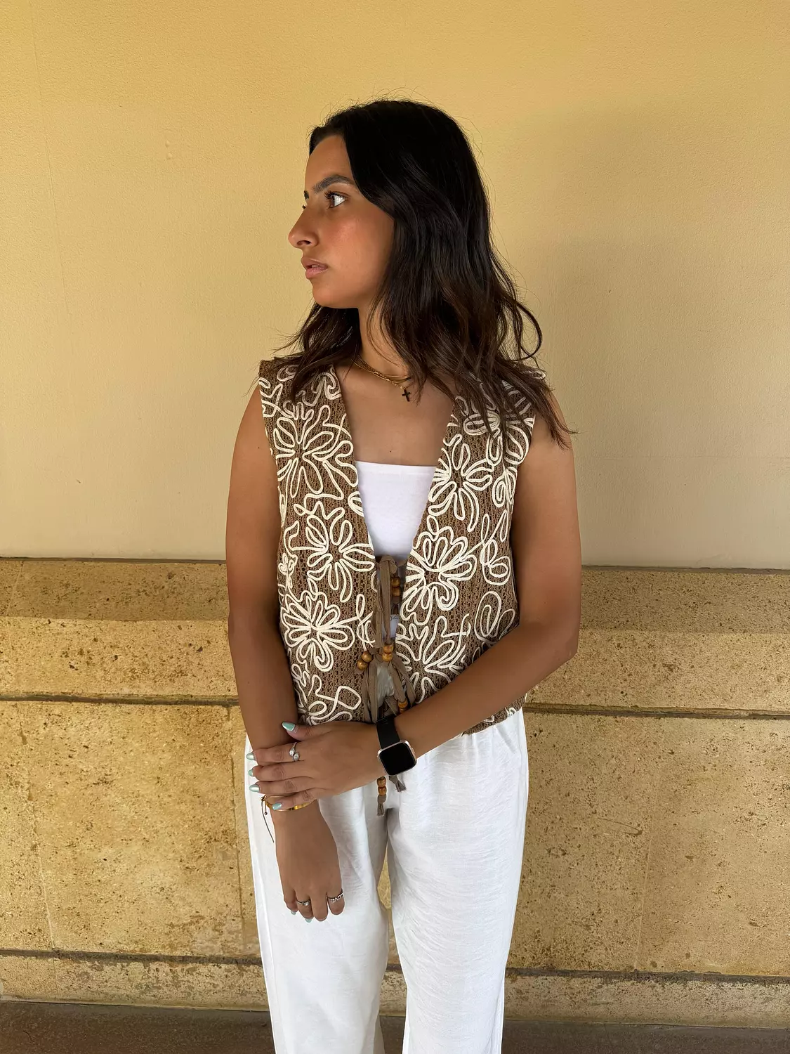 Boho Bloom Vest - Chocolate Brown hover image