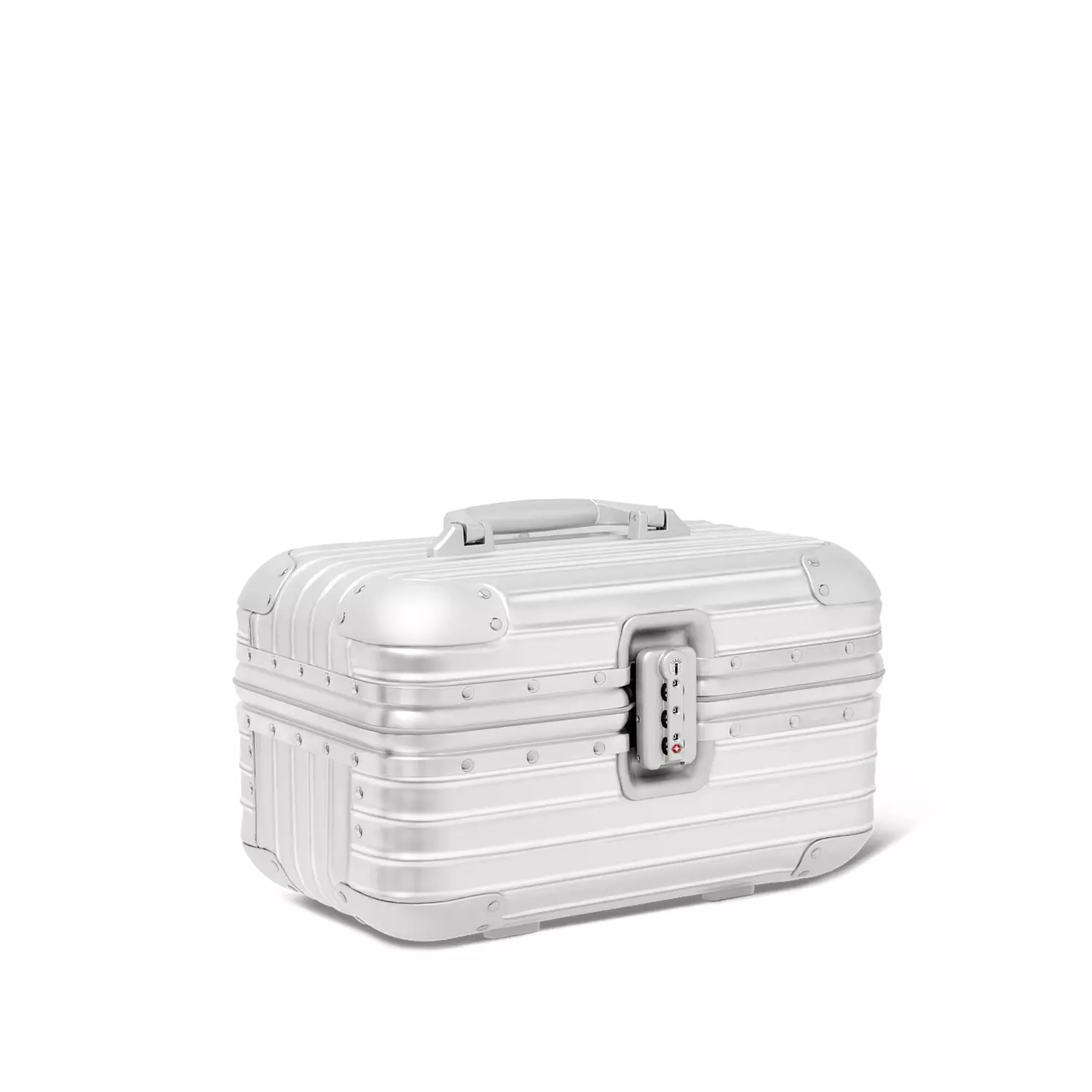 Silver Rimowa Topas Stealth Beauty Case made from an aluminum hover image