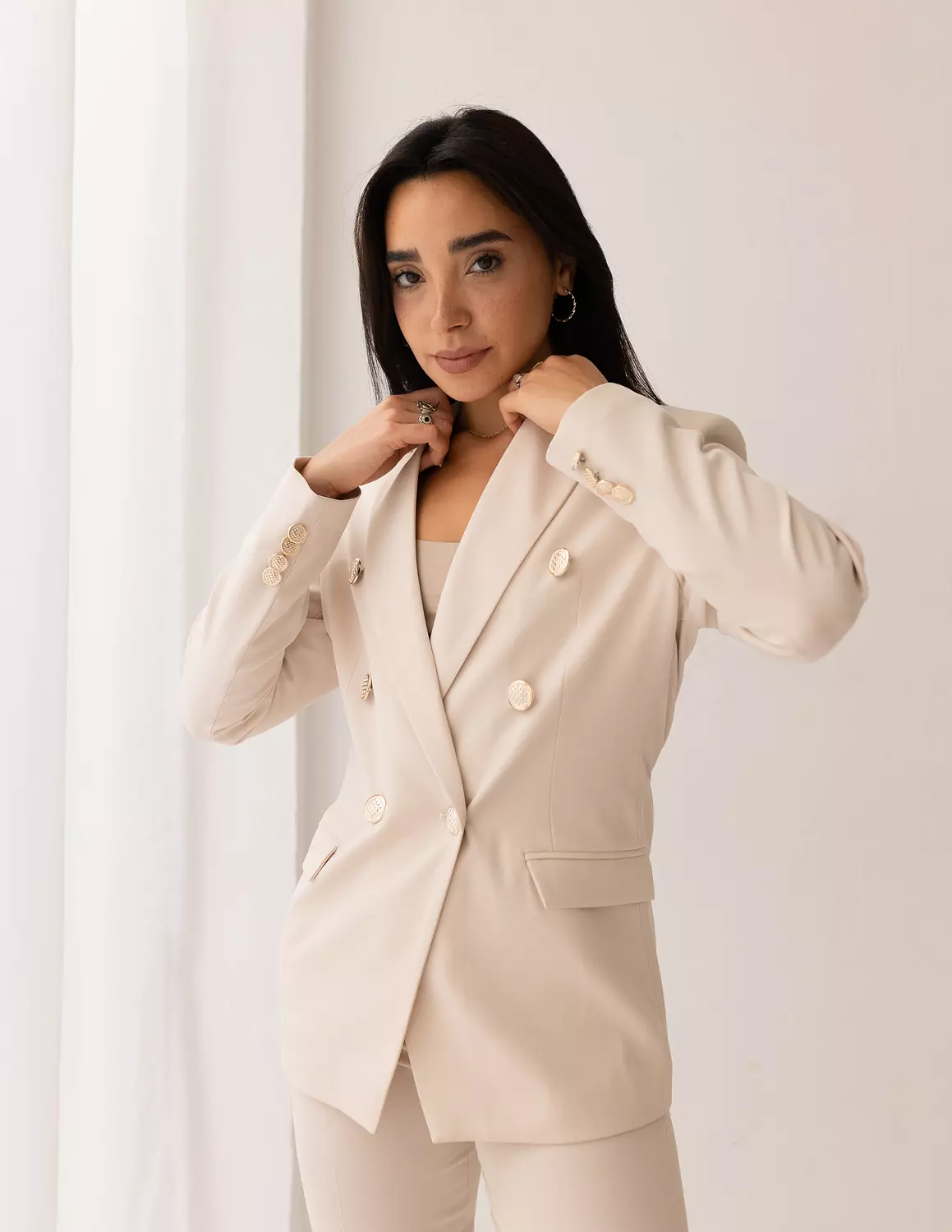 Soft Cream double breasted blazer  image