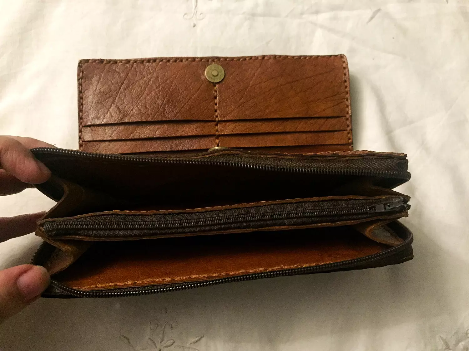 Floral tooled long leather wallet 3