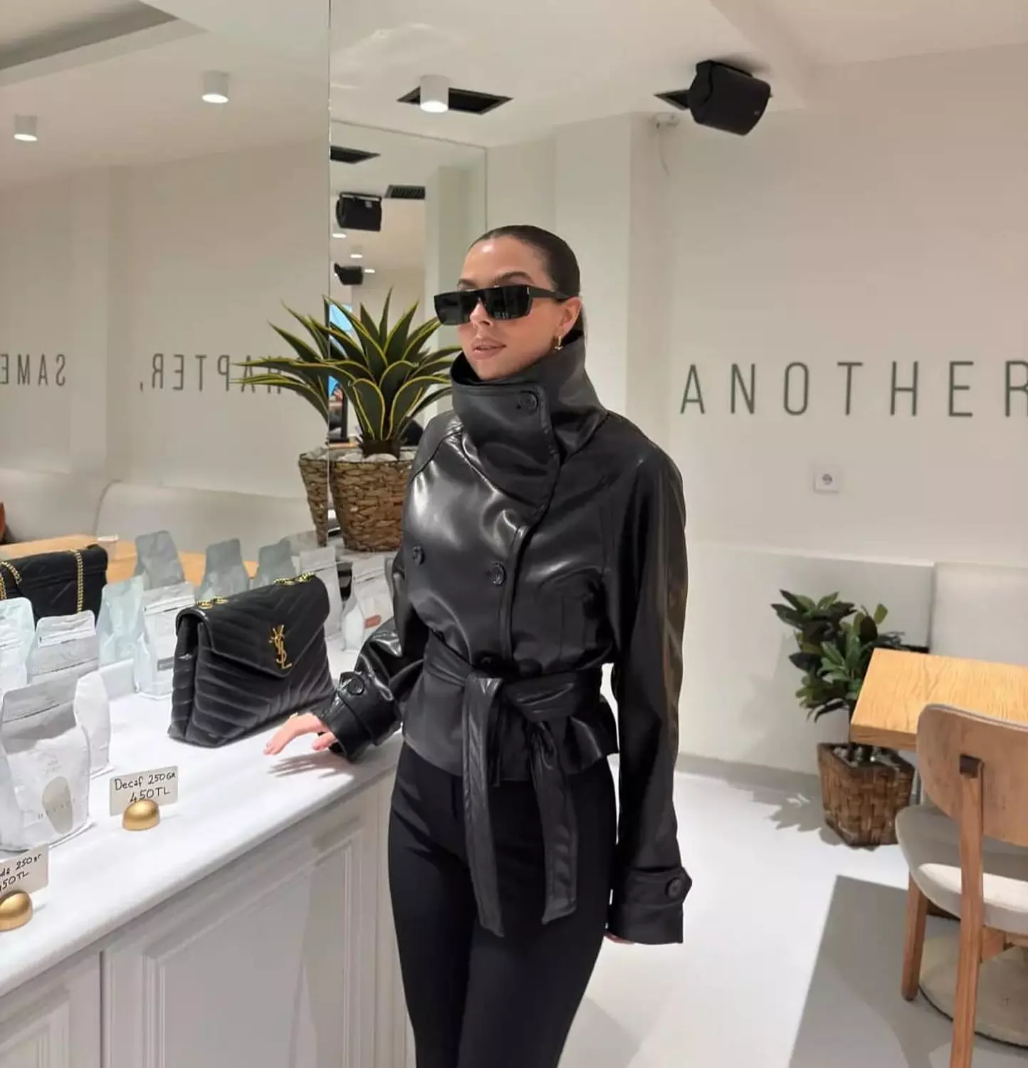  Mango cropped leather jacket with belt 2