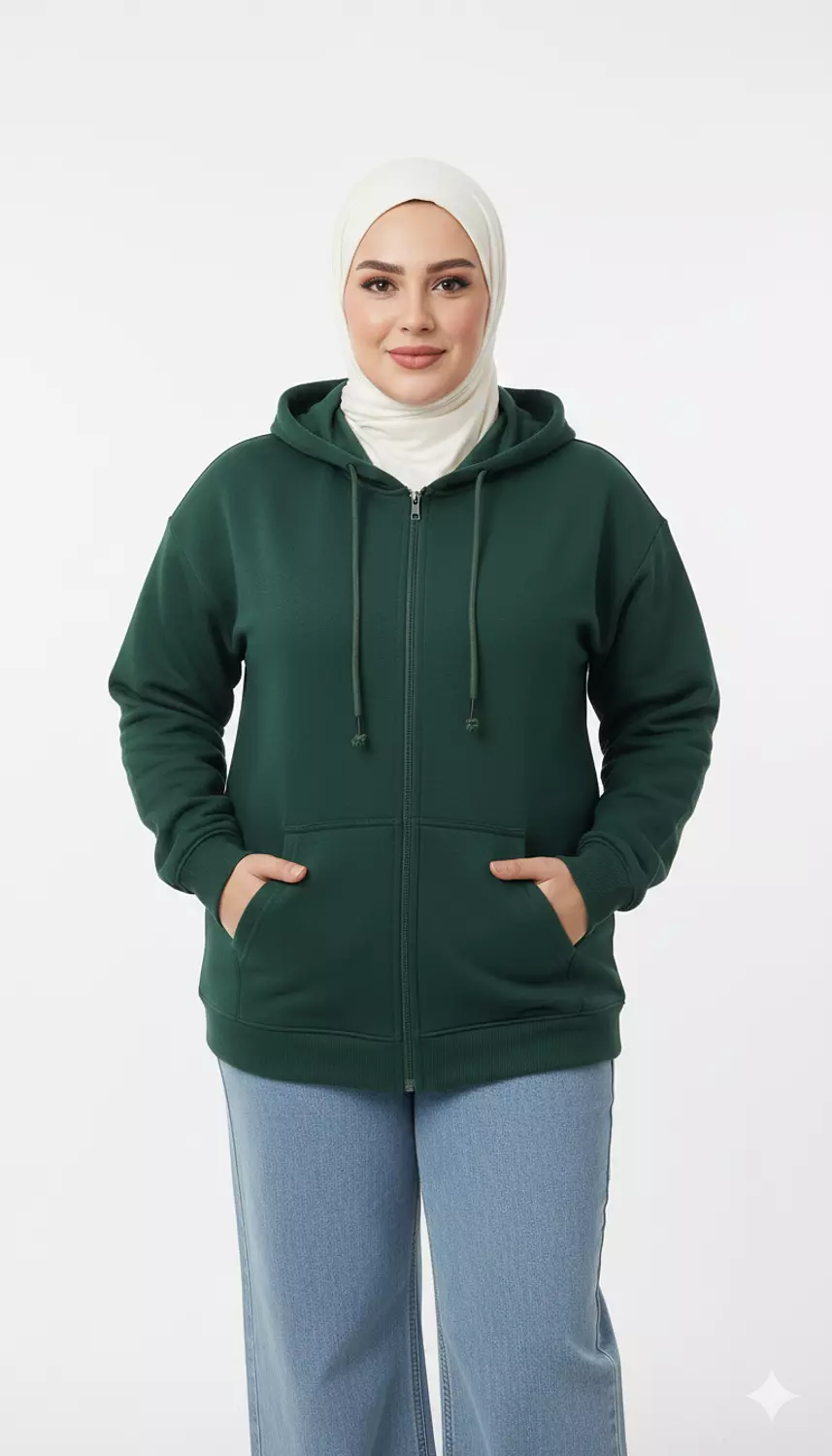 Unisex Plus Size Daily Comfort Full-Zip Hoodie 1