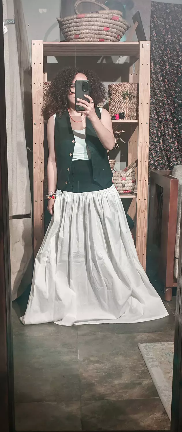 Black *white cotton and poplin skirt image