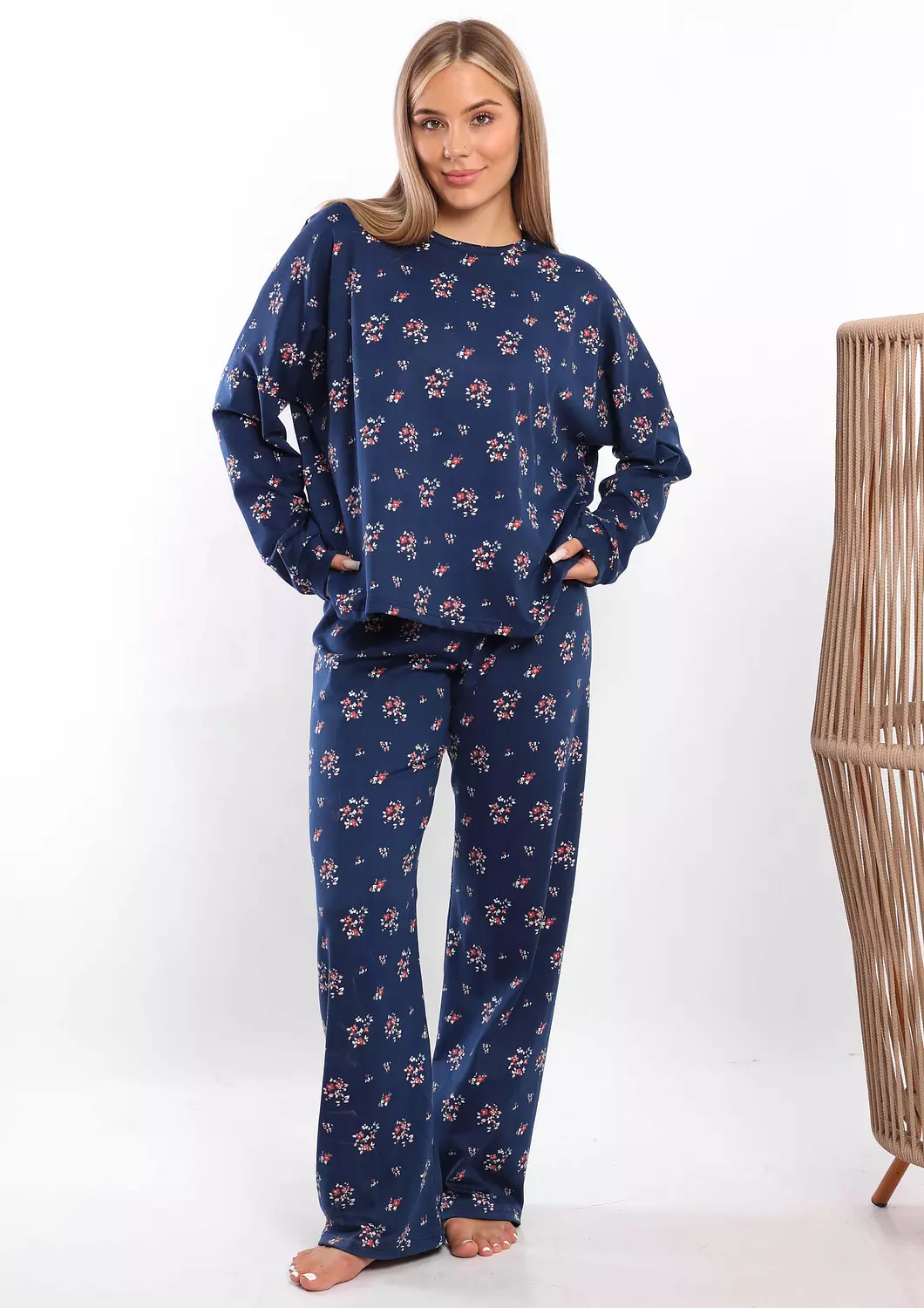C326 Midnight Blossom Long Sleeves Pajama Set  5