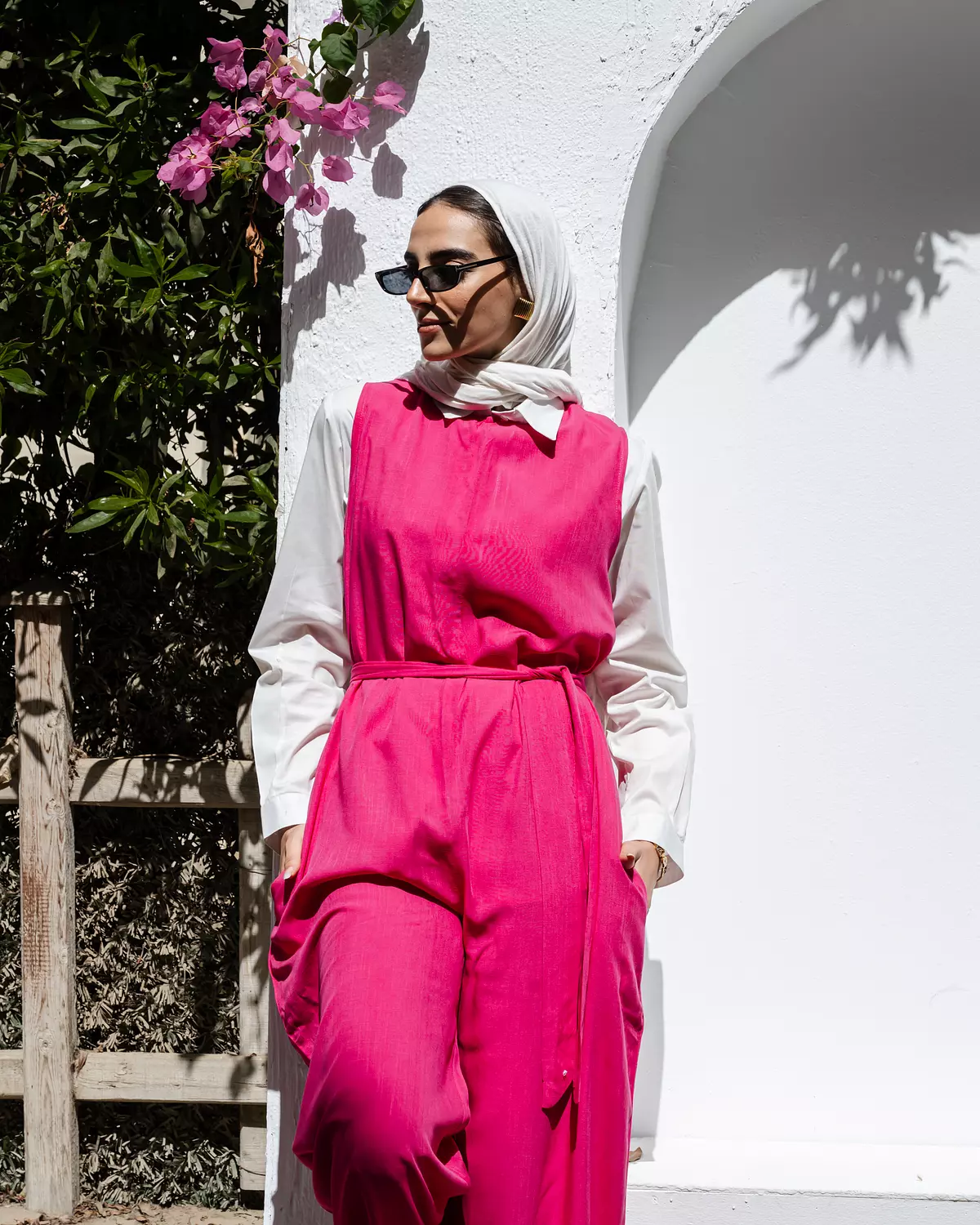 Linen Jumpsuit in Fuchsia 2