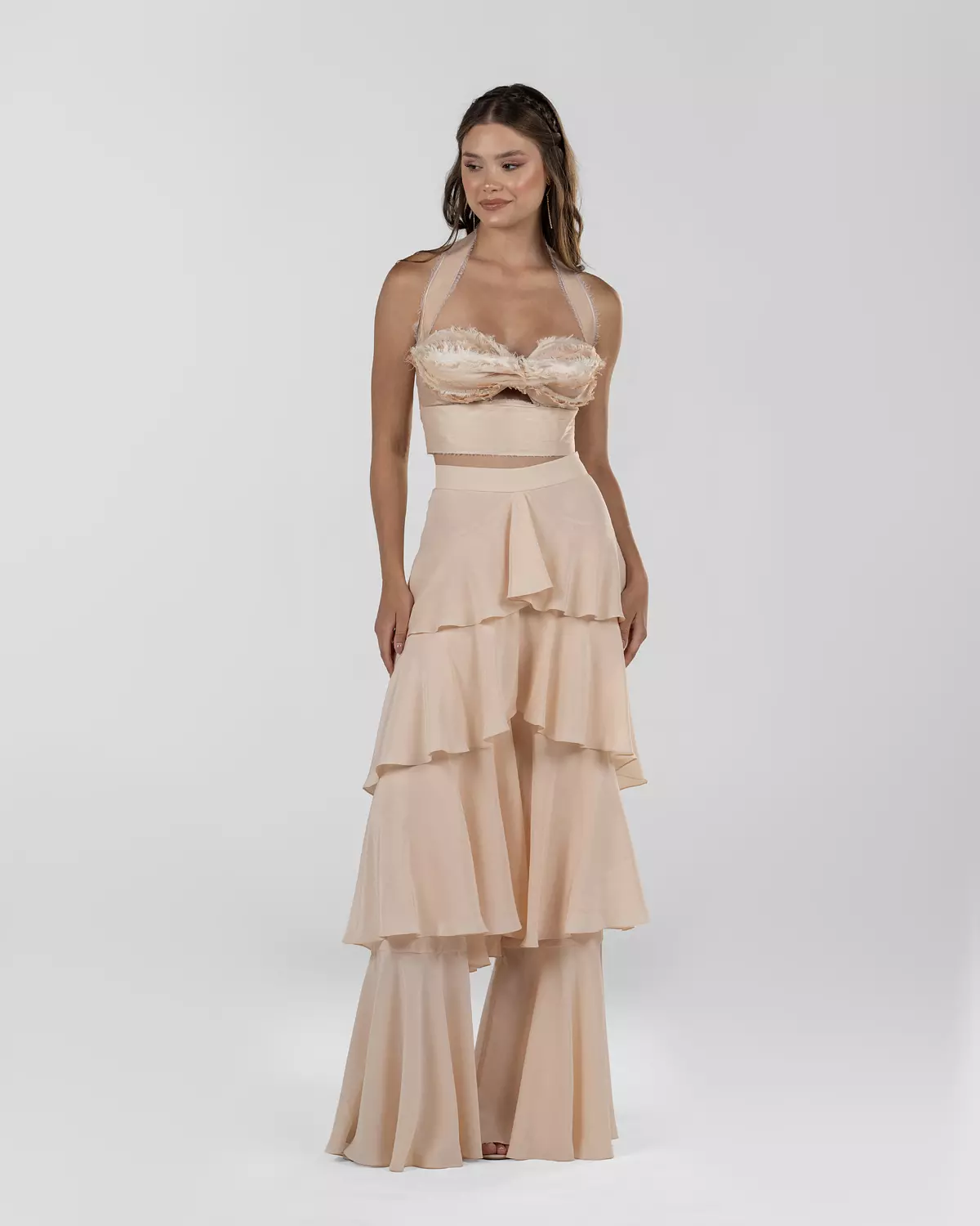 Chic Light Peach Organza Top 5