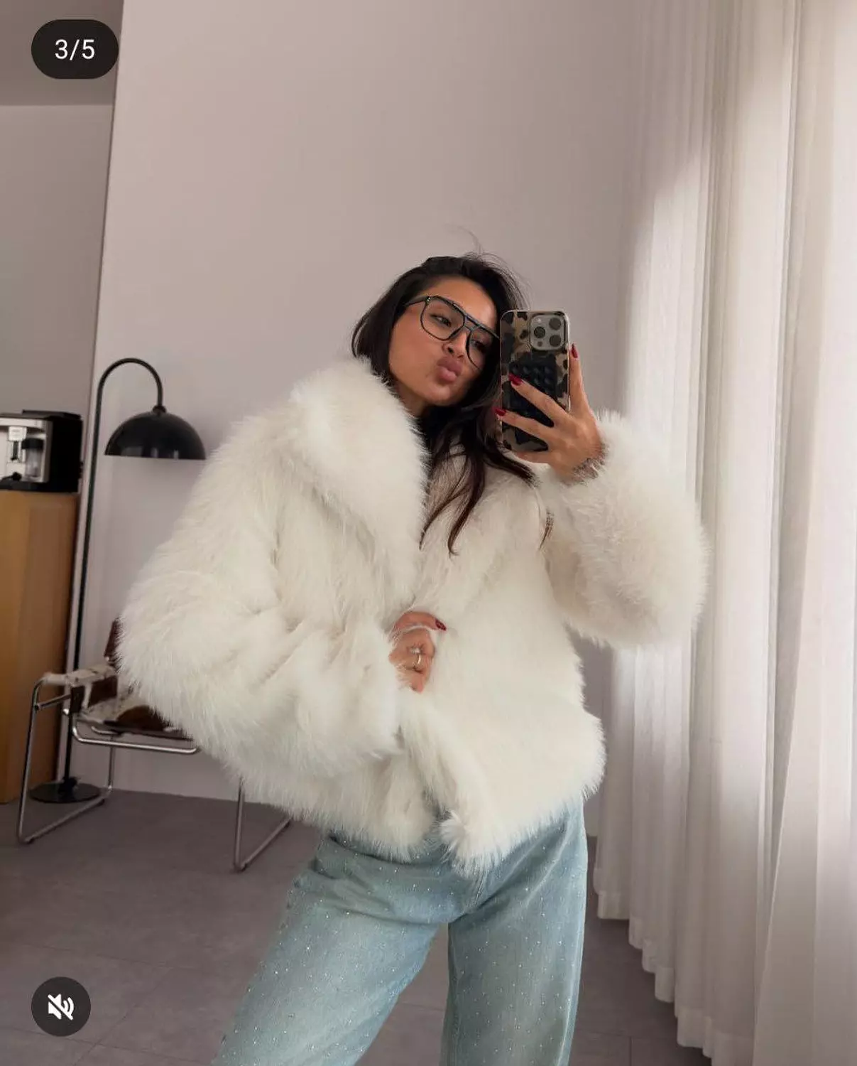 Imported fur jacket with elegant collar  1