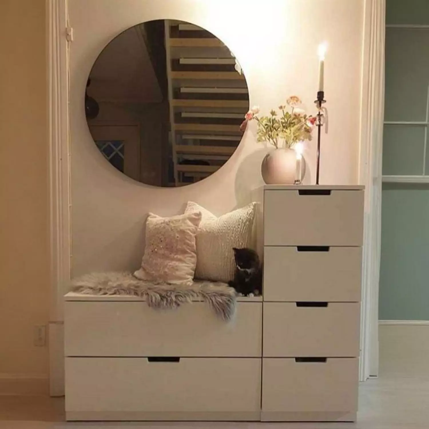 Storage unit drawers and mirror image
