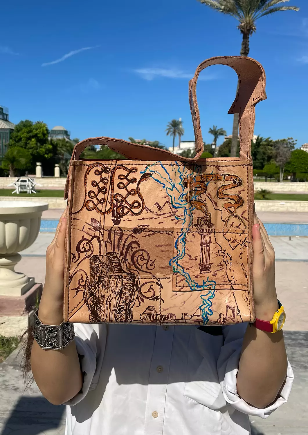 Kemet map real leather hand-made shoulder bag  hover image