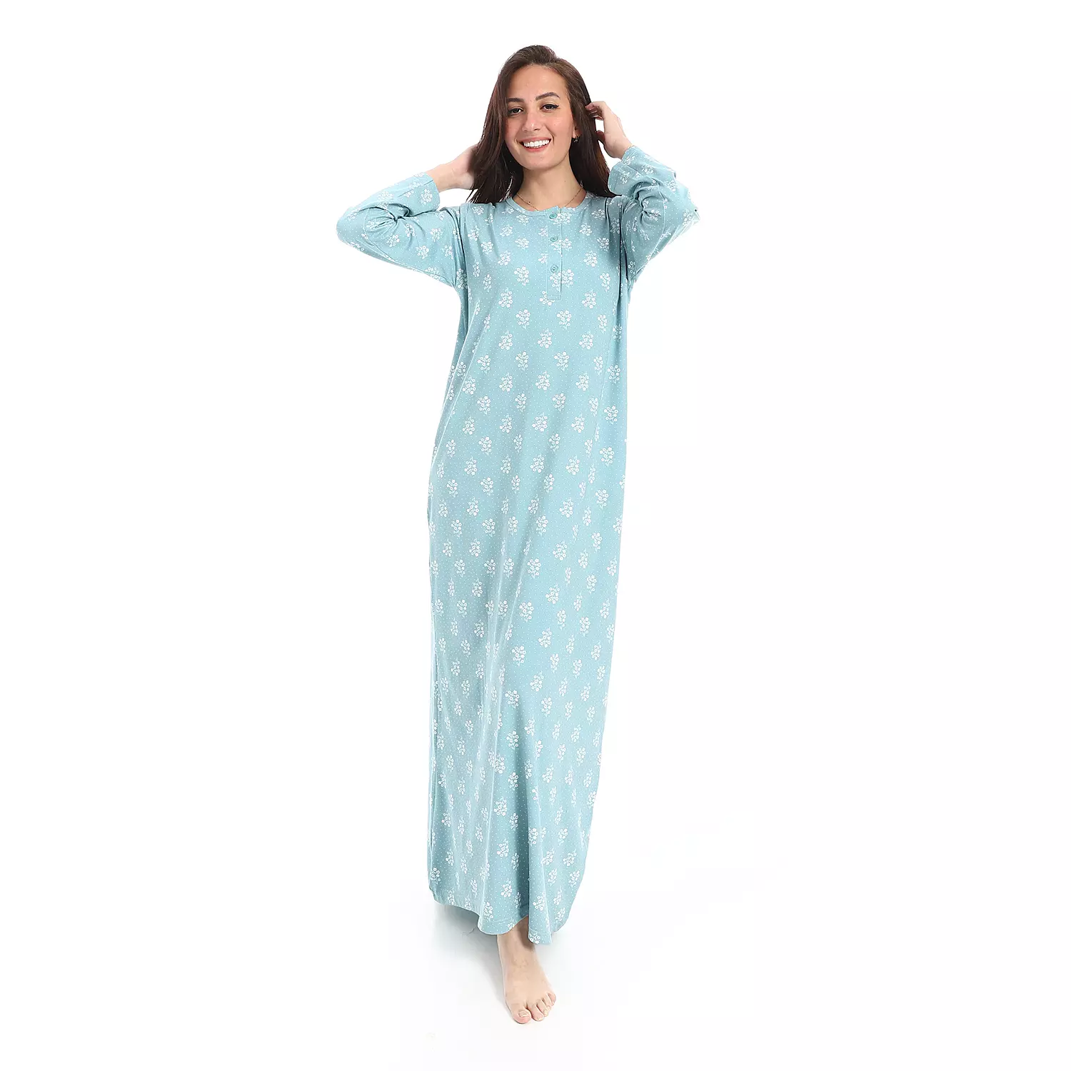 Women Summer Nightgown Flower - 2484 - Mint image