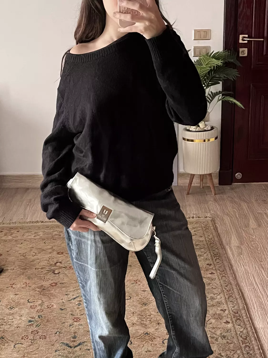 Metallic silver clutch 1