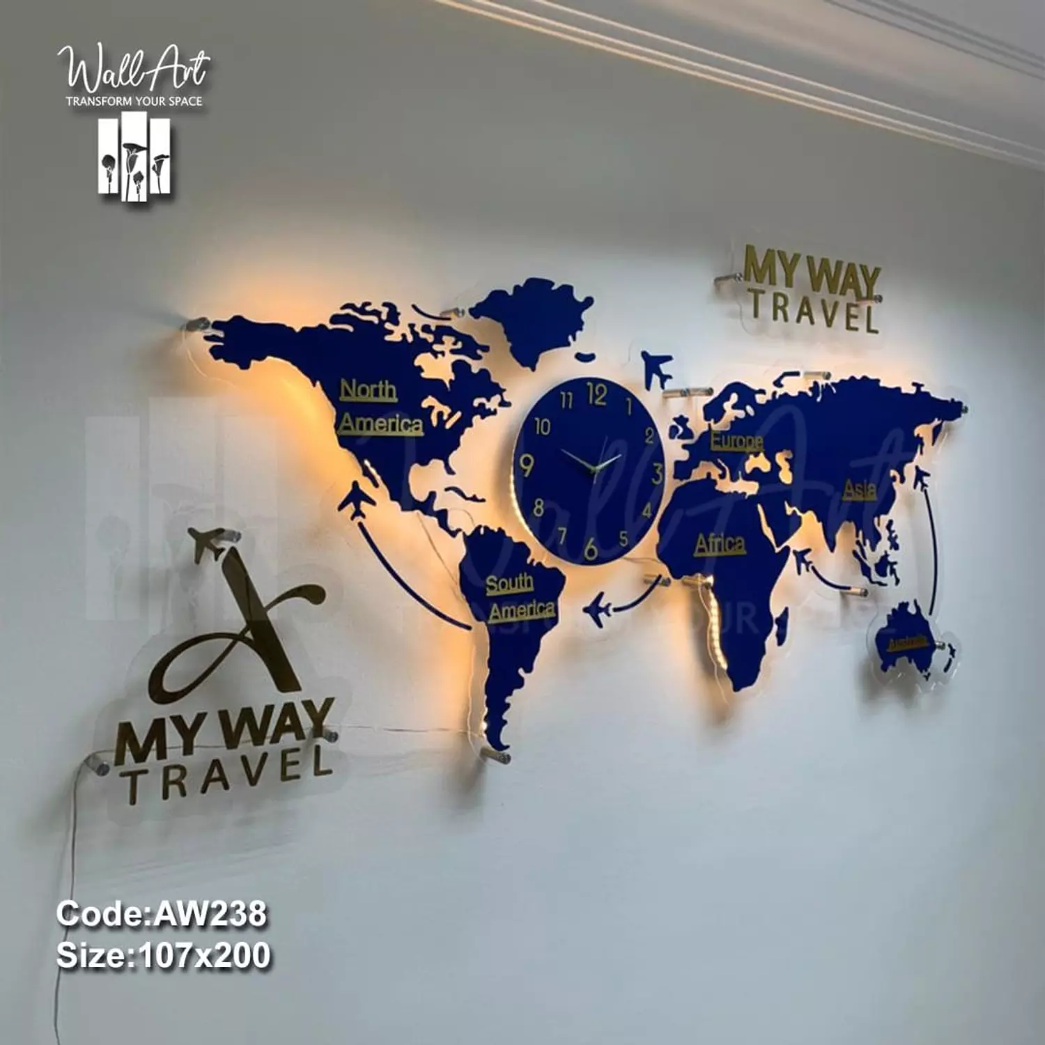 AW238-Lighted Acrylic World Map  image