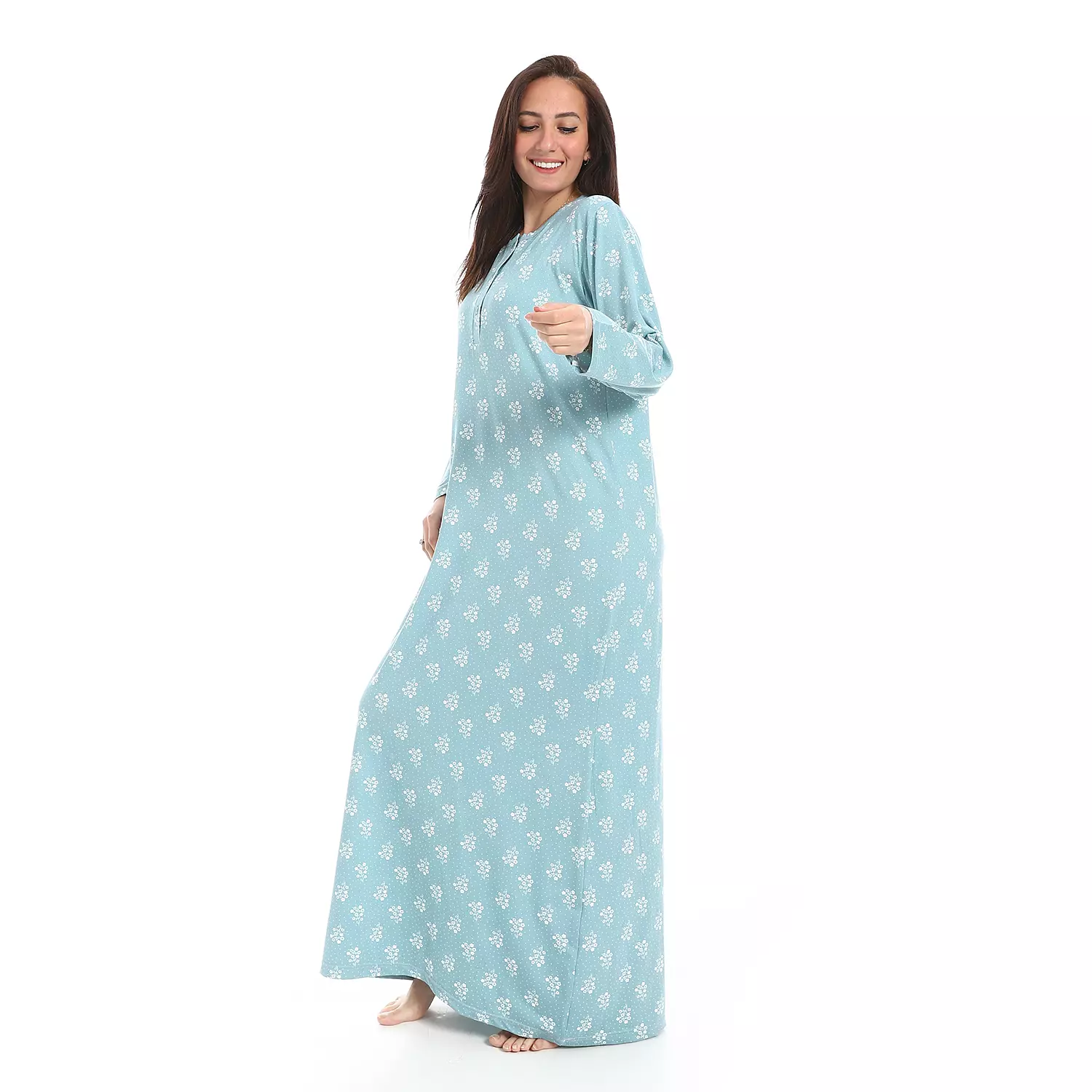 Women Summer Nightgown Flower - 2484 - Mint 3