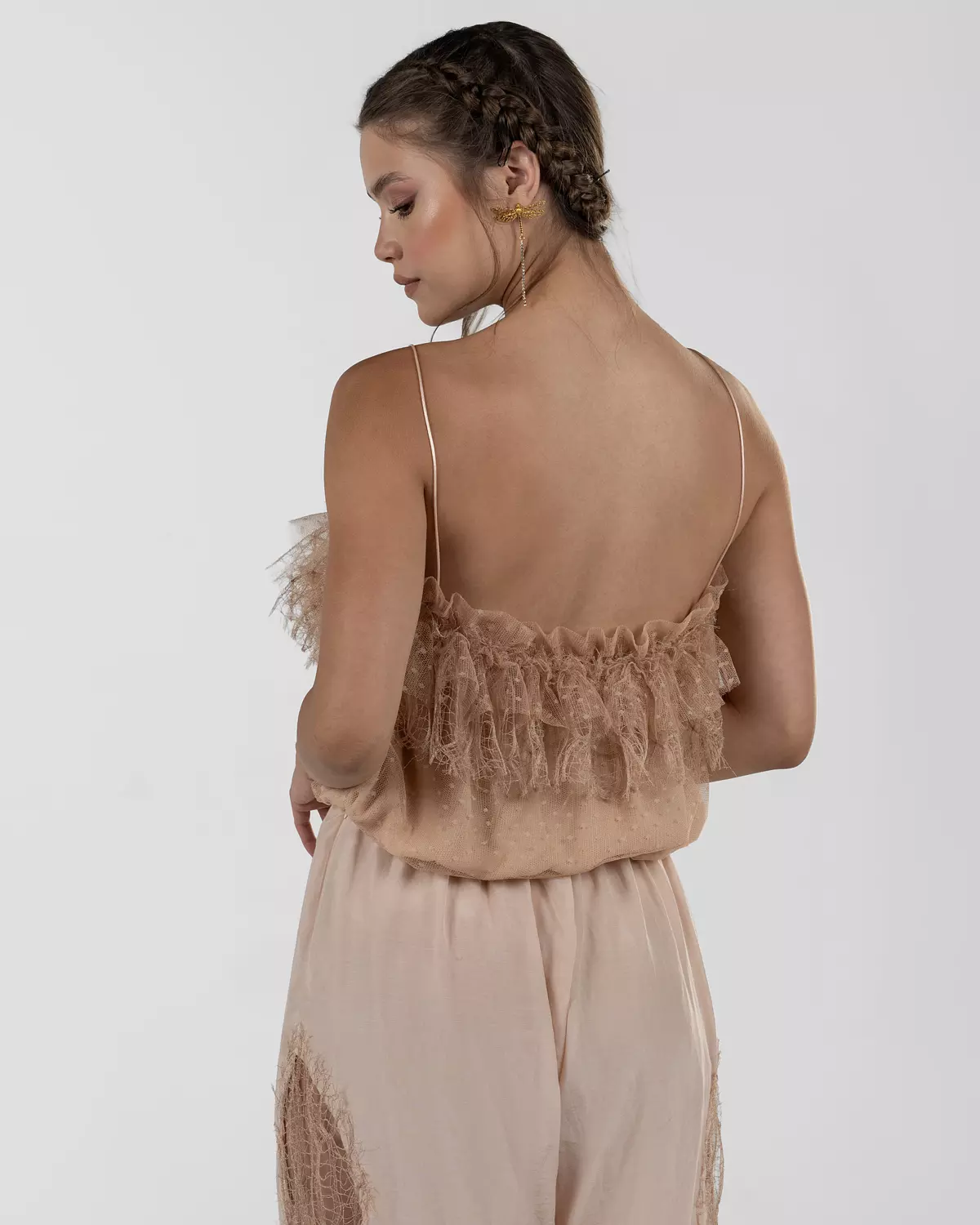  Playful Soft Pink Ruffled Strap Top 2