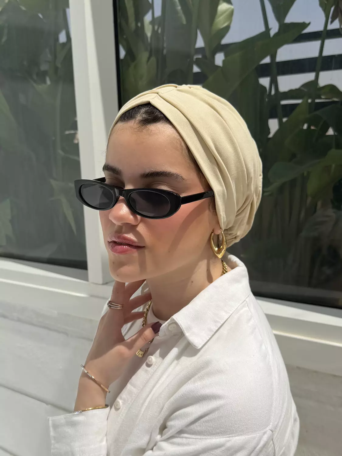 The creamy beige turban 1