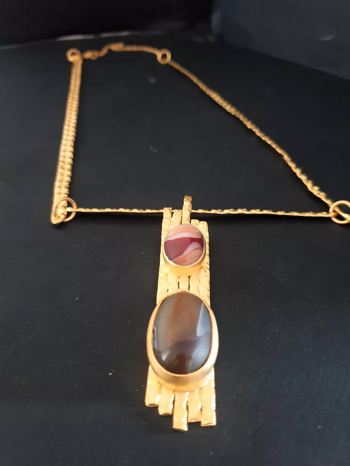 Rectangle double agate necklace 3