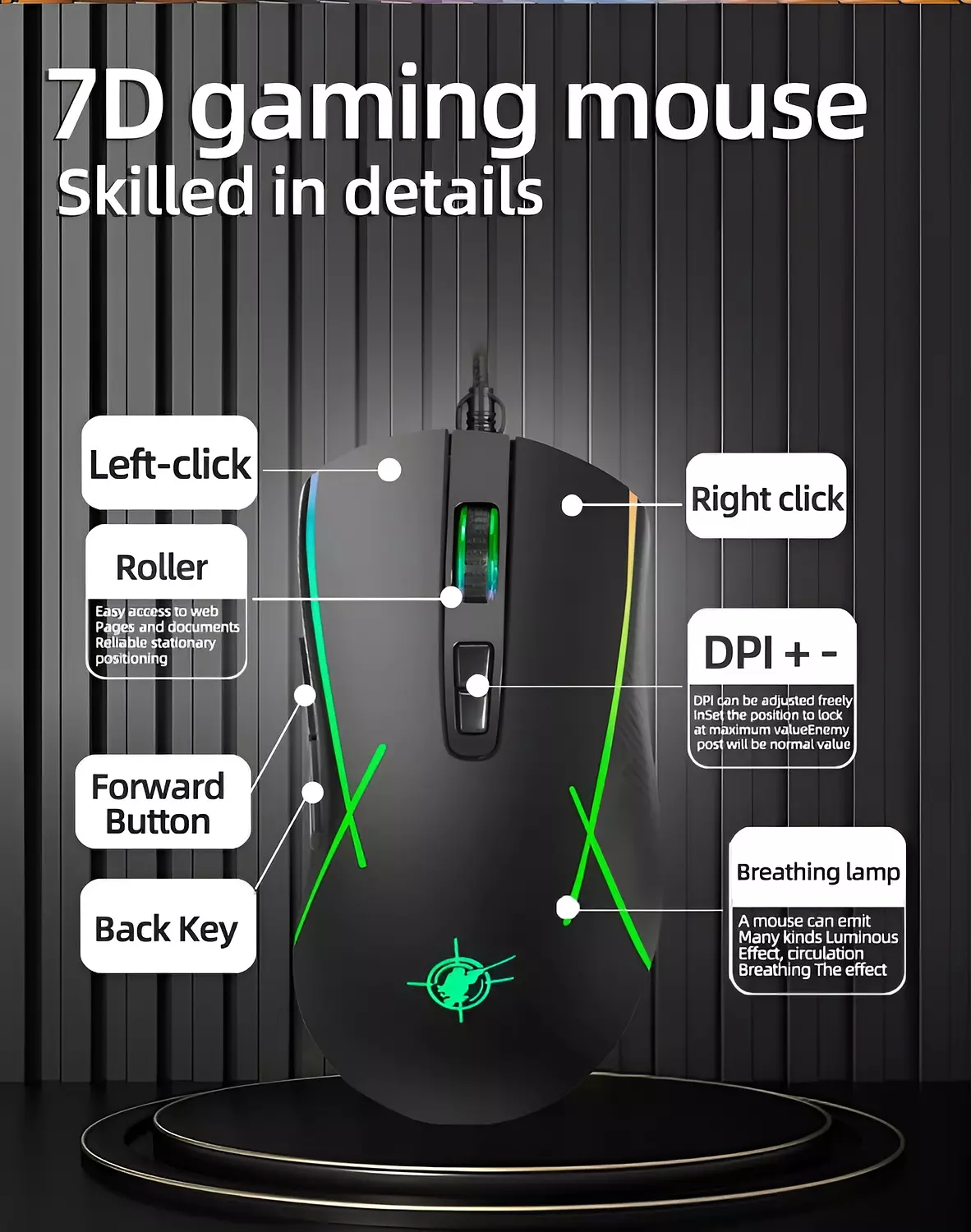 X1 Professional Rainbow Lighting Gaming Mouse - 3200 DPI Precision, Non-Slip Design 6