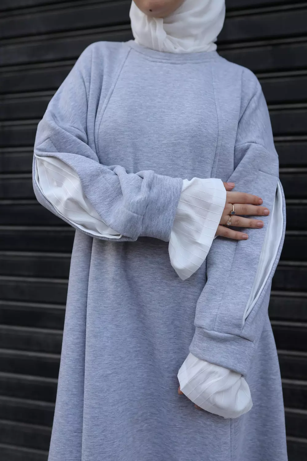Nyla hoodie dress in gray 1