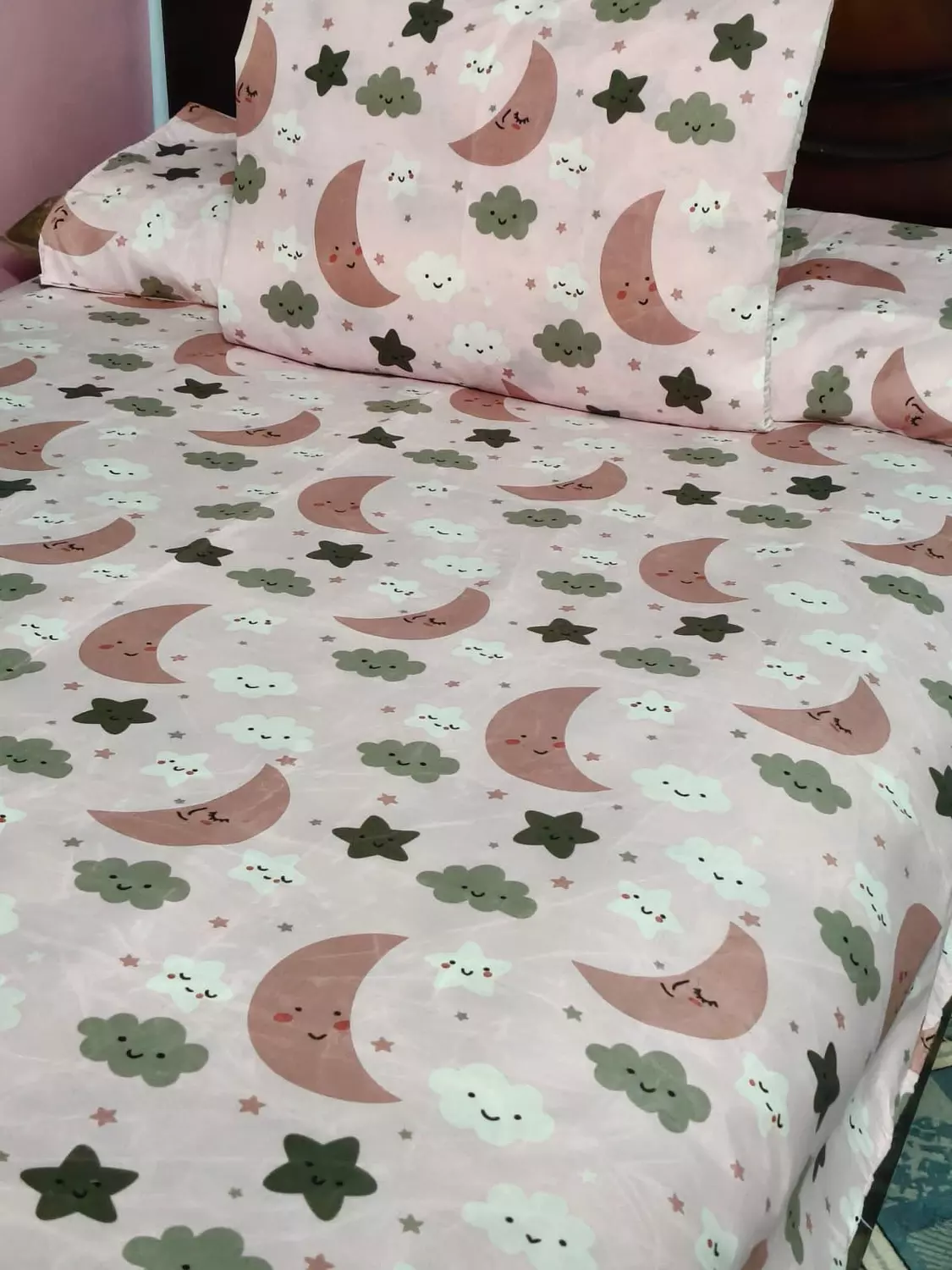 طقم ملاء اطفال قطن هلال بينك hover image