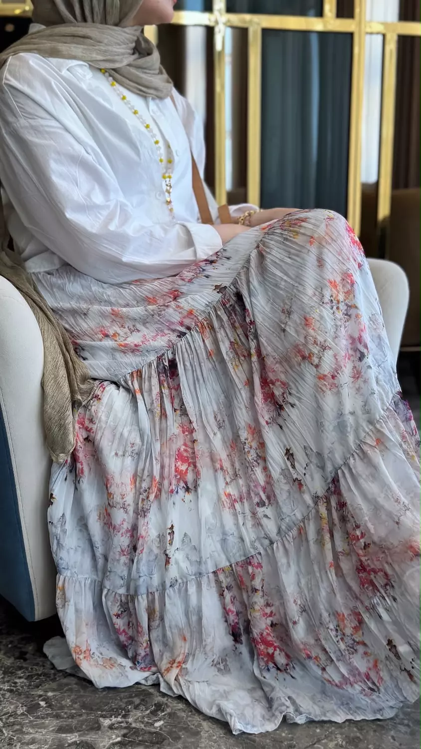 Fiora Skirt in soft Sky Floral image