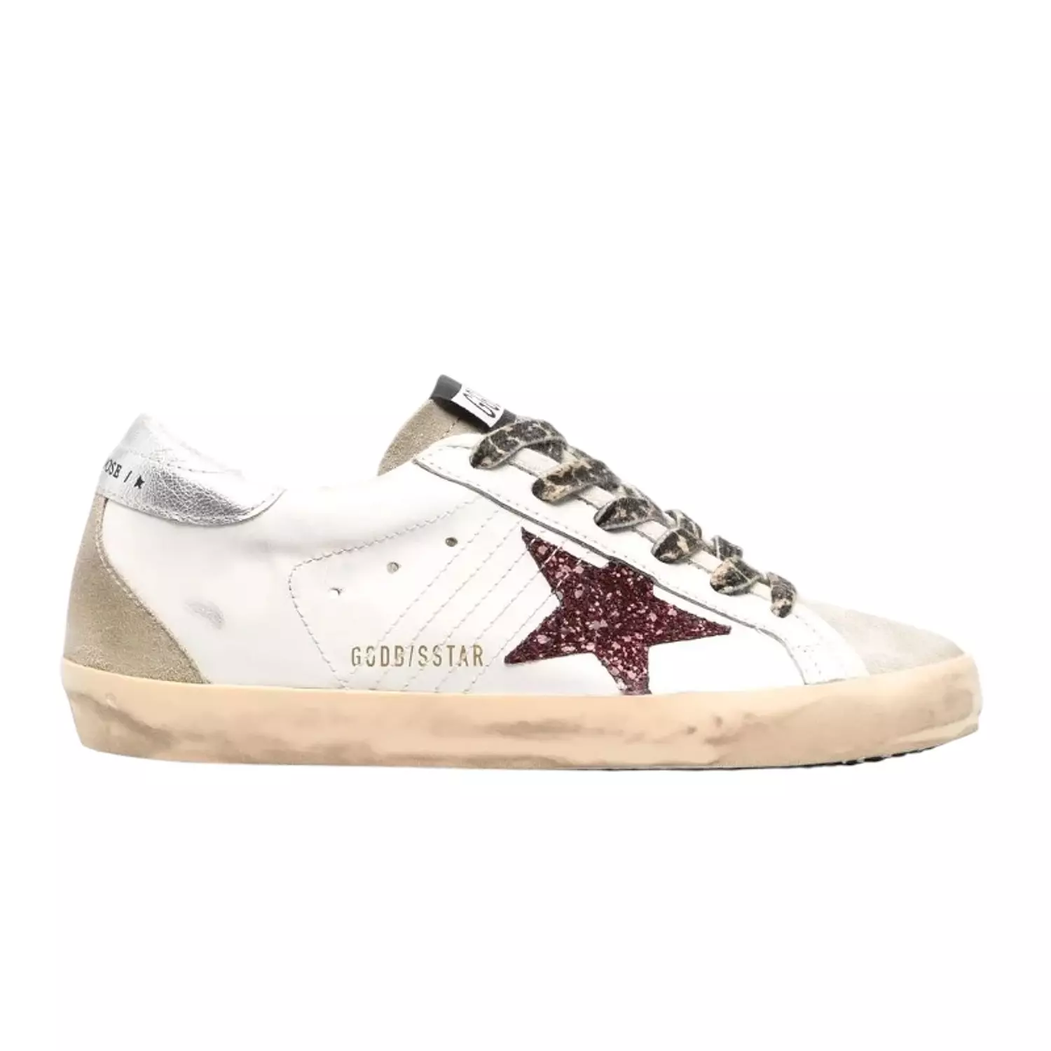 Golden Goose Super-Star With Burgundy Glitter Star And Silver  image