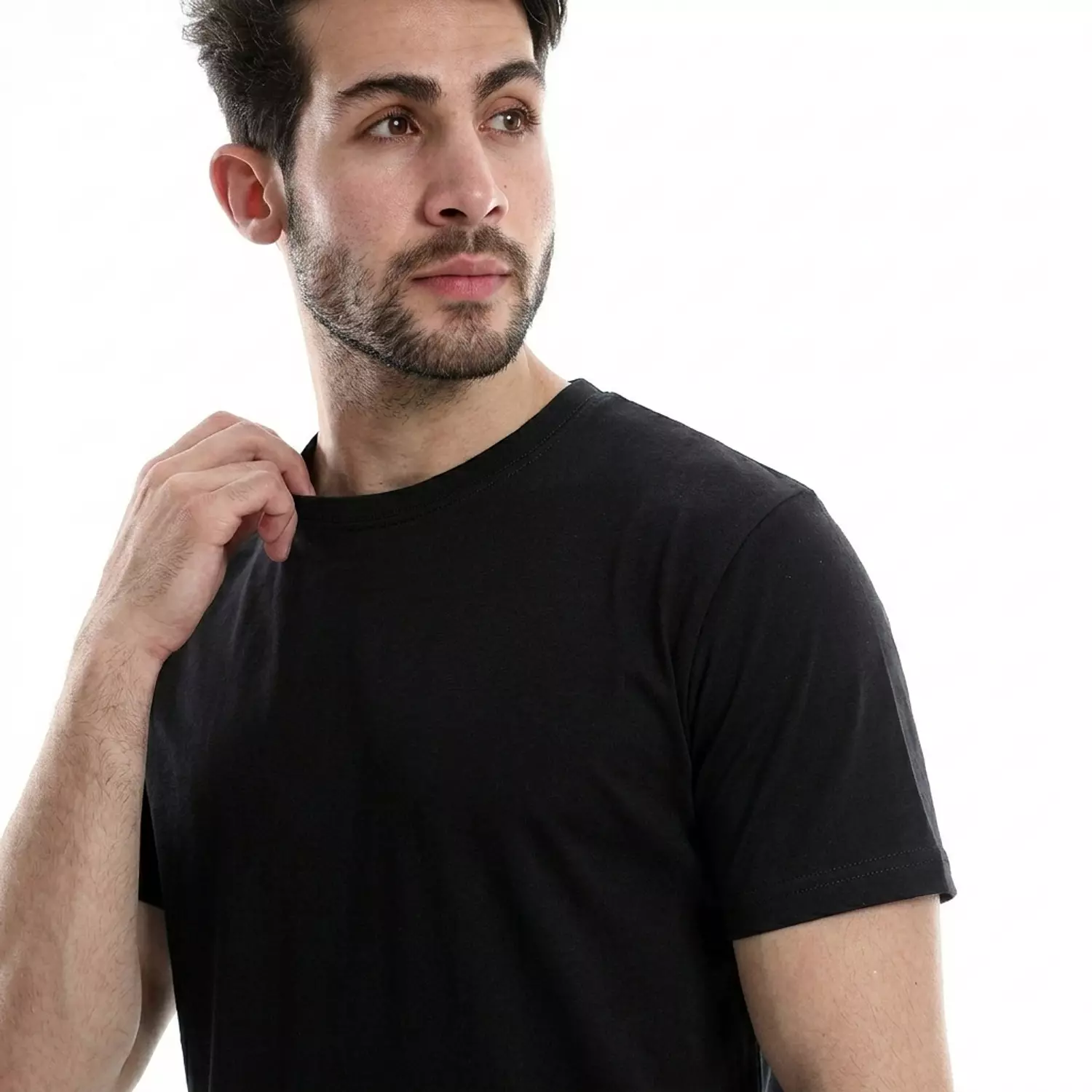 تي شيرت قطن سادة - 4018 - اسود hover image