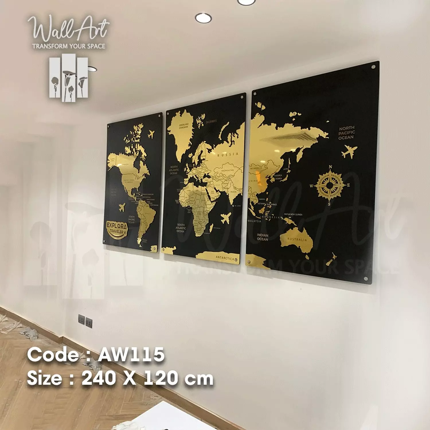 AW115-Engraved World Map   4