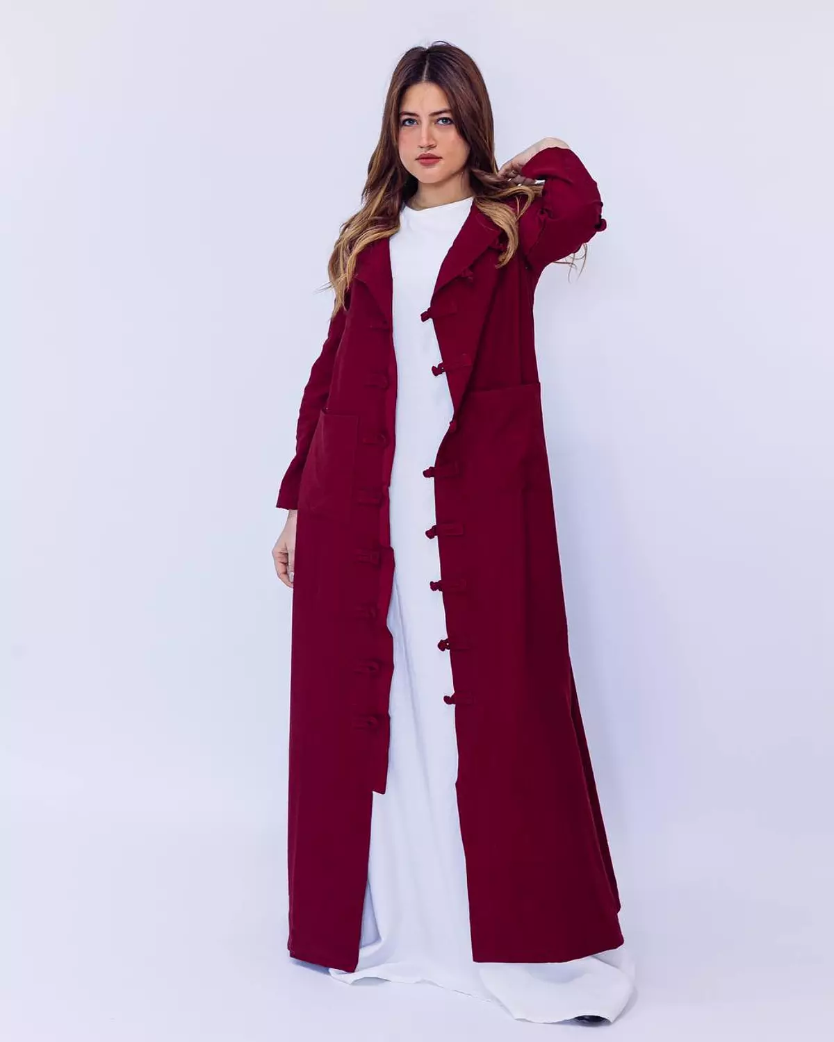Japanese Style Dress - Burgundy  image