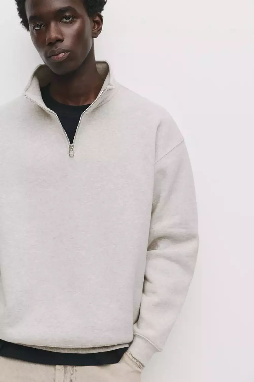 Pull&bear Basic Quarter Zip Sweatshirt  1