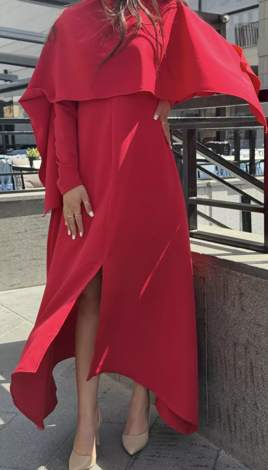 RED CAPE DRESS 2